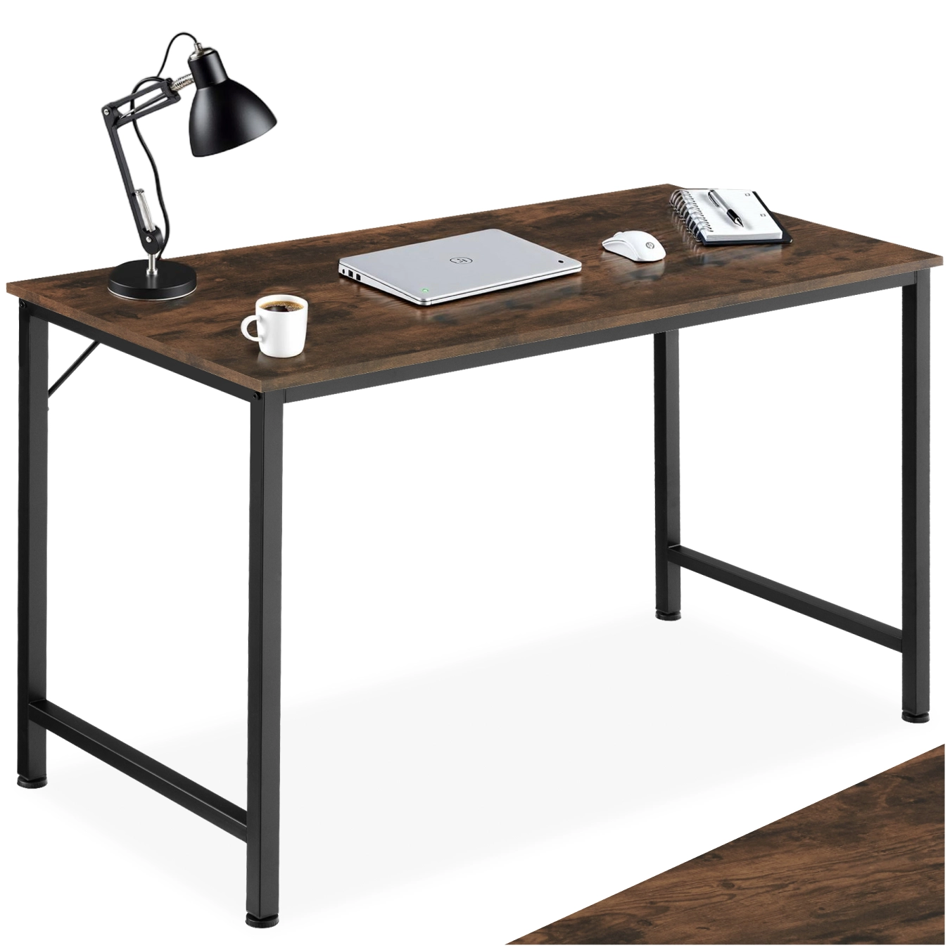 Schreibtisch Jenkins - Industrial Holz dunkel, rustikal, 140 cm