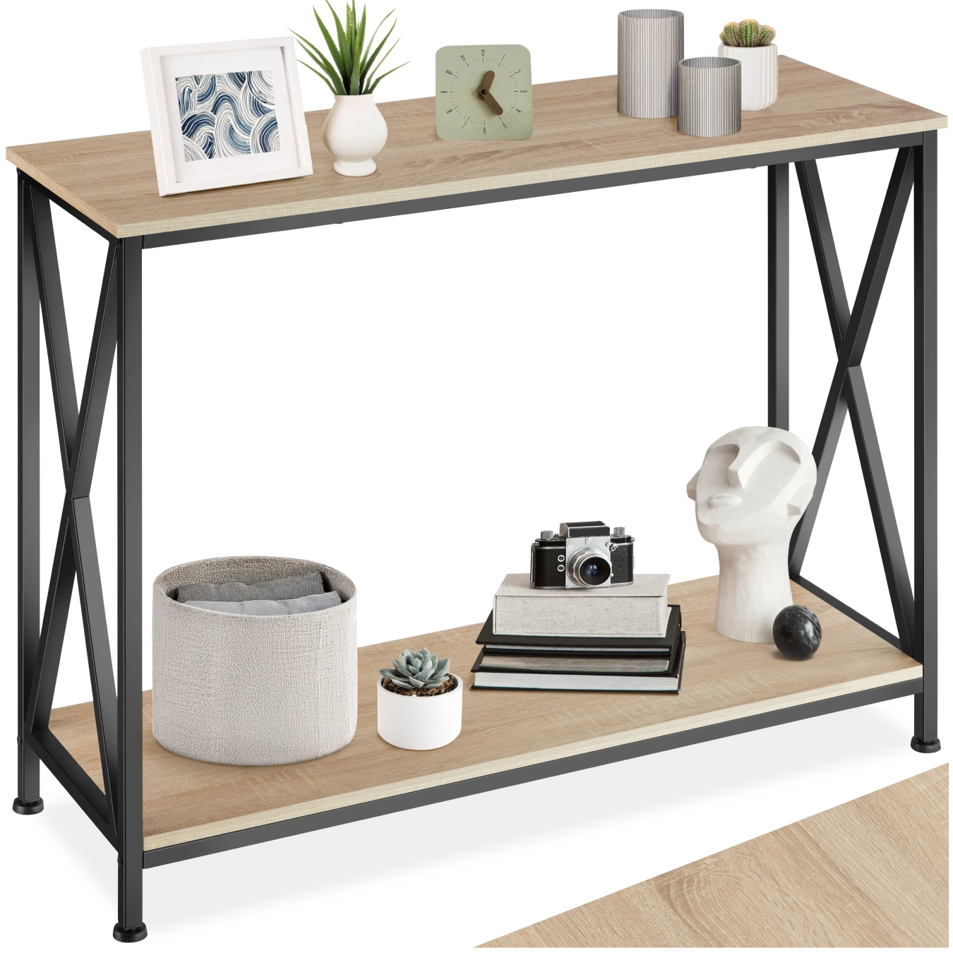 Konsolentisch Tacoma 100x35x80,5cm - Industrial Holz hell, Eiche Sonoma
