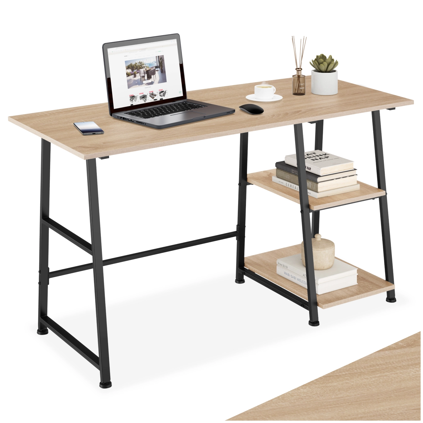 Schreibtisch Paisley 120x50x73,5cm - Industrial Holz hell, Eiche Sonoma
