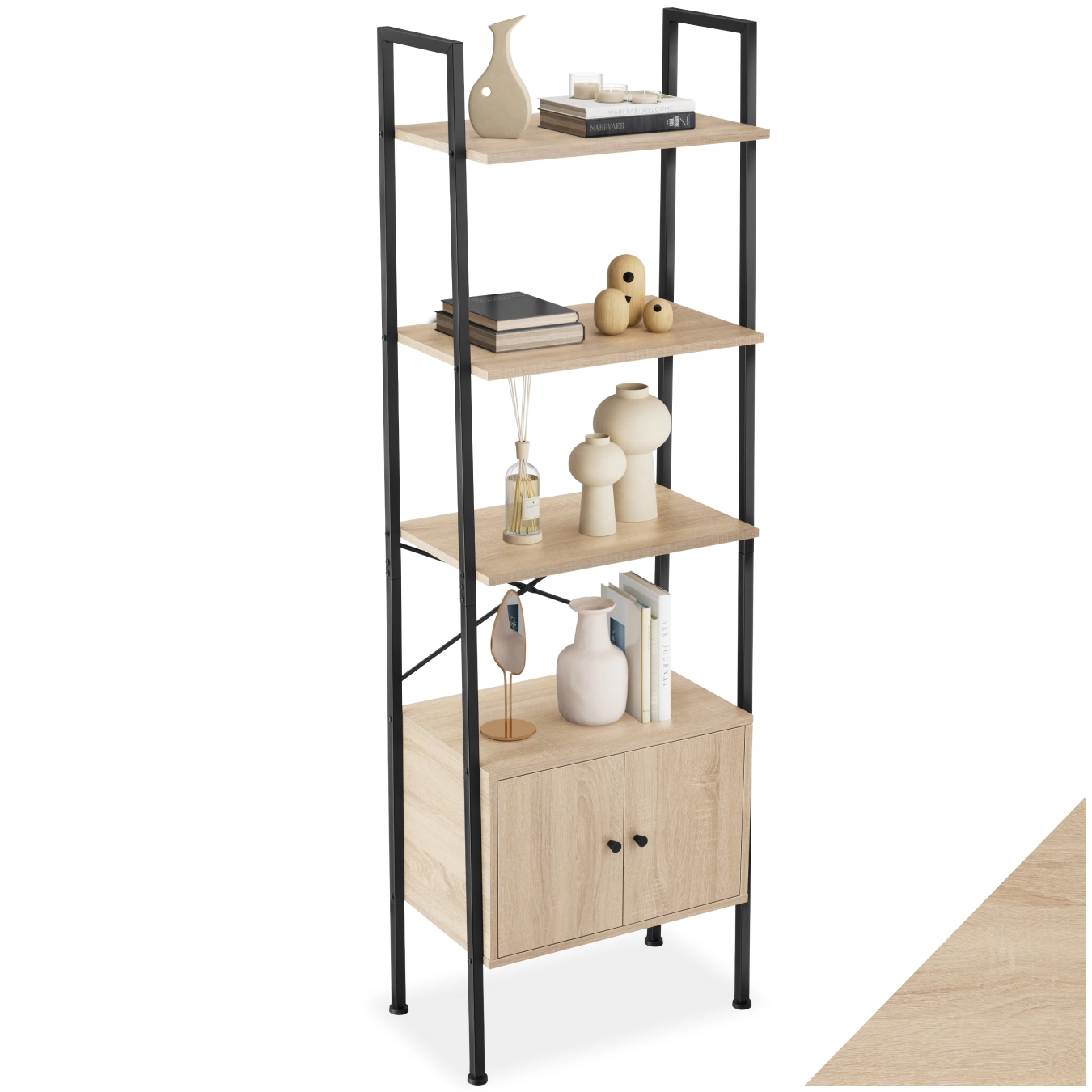 Leiterregal Brentwood 57,5x34x173cm - Industrial Holz hell, Eiche Sonoma