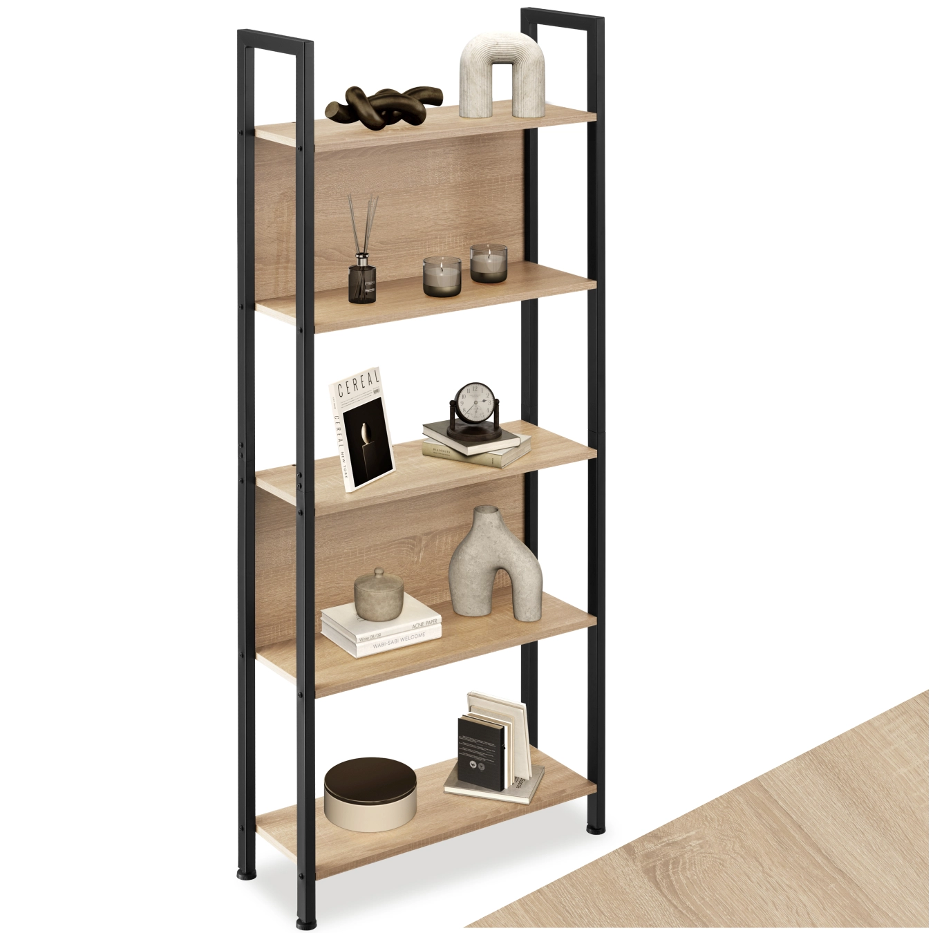 Regal Westport 62x24x165,5cm - Industrial Holz hell, Eiche Sonoma