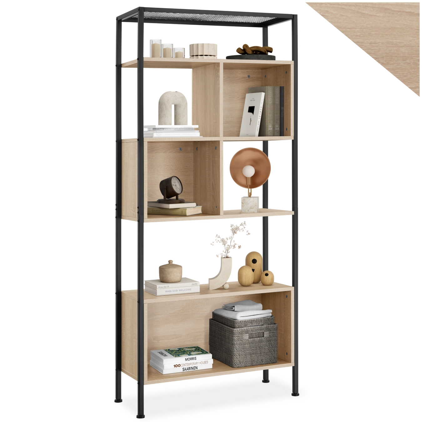 Regal Hastings 75x31x170,5cm - Industrial Holz hell, Eiche Sonoma