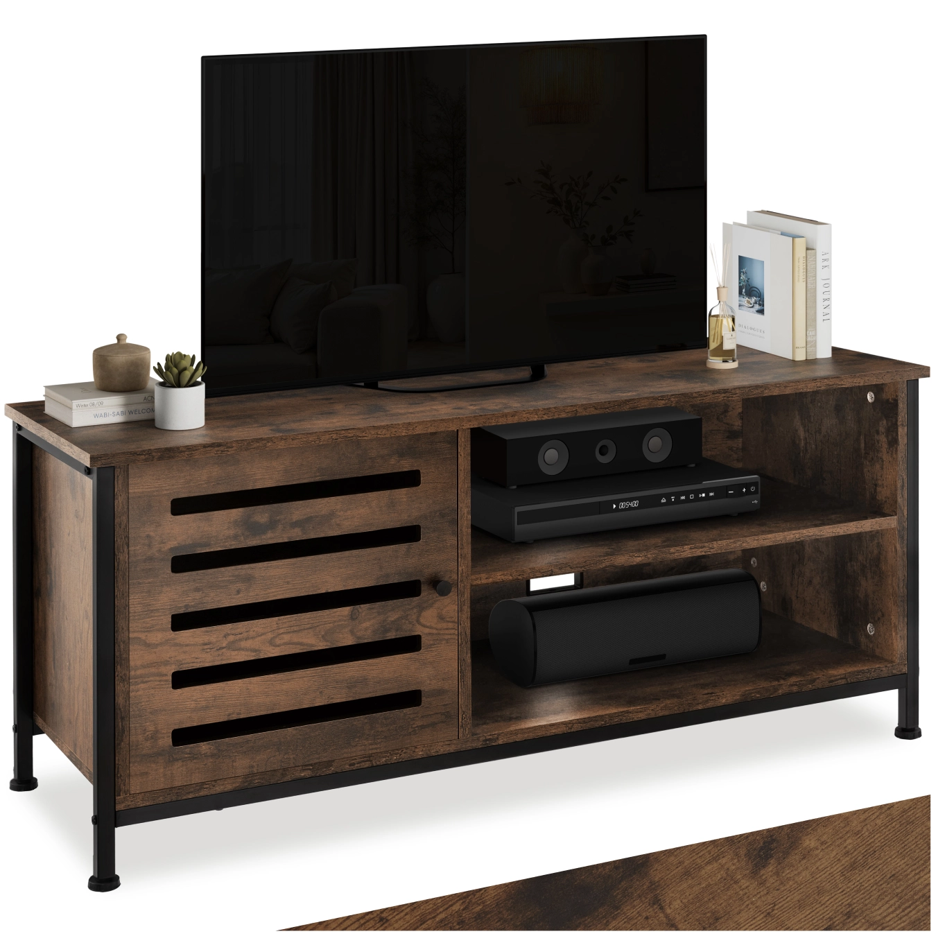 TV-Board Galway 110x41,5x50,5cm - Industrial Holz dunkel, rustikal