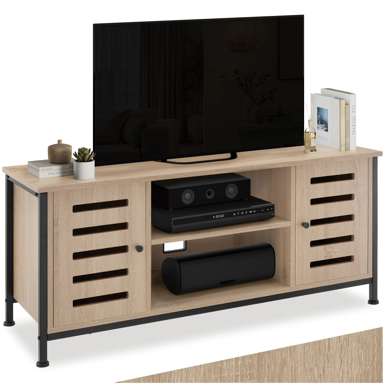 TV-Board Carlow 110x41,5x50,5cm - Industrial Holz hell, Eiche Sonoma