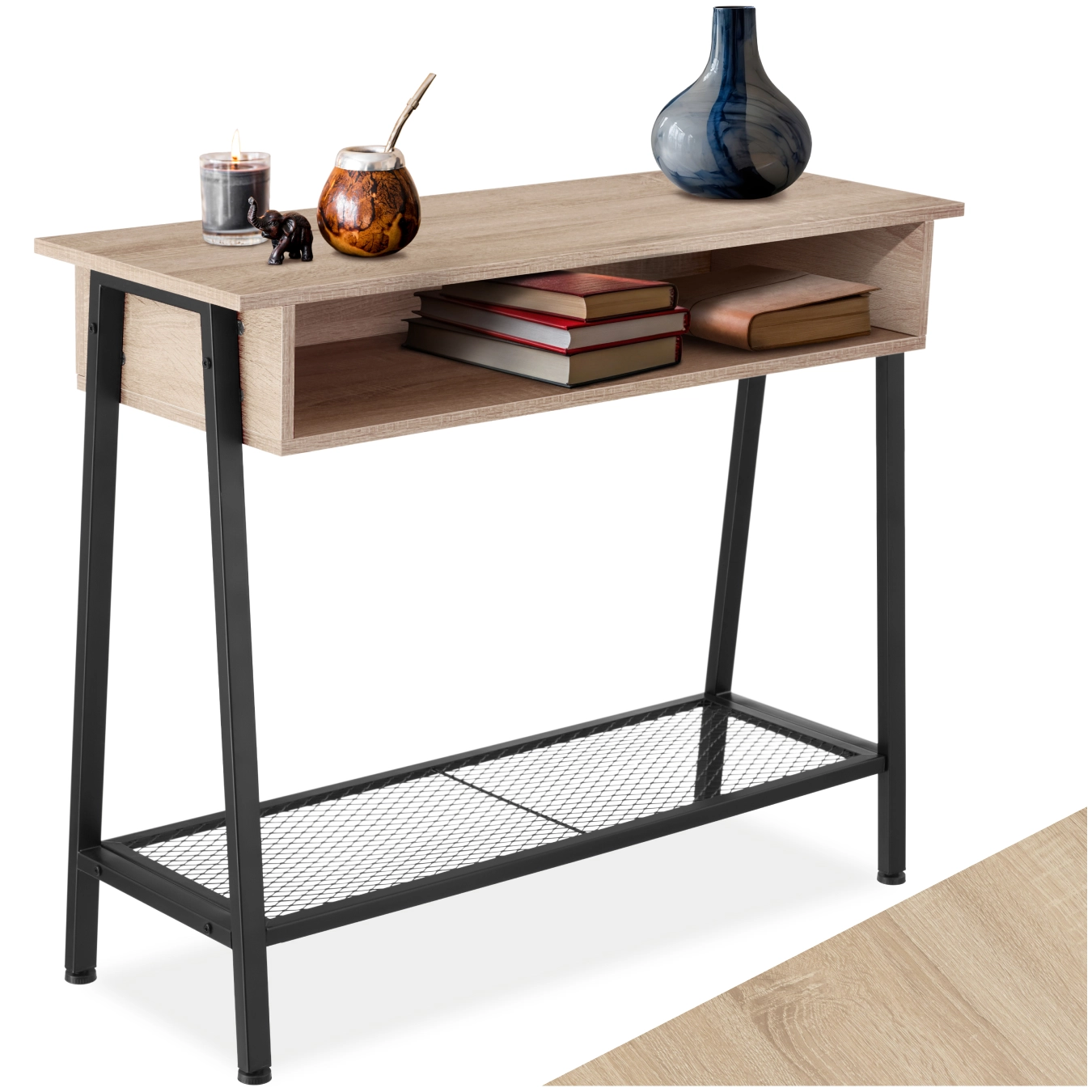 Konsolentisch Tralee 100x35x80,5cm - Industrial Holz hell, Eiche Sonoma