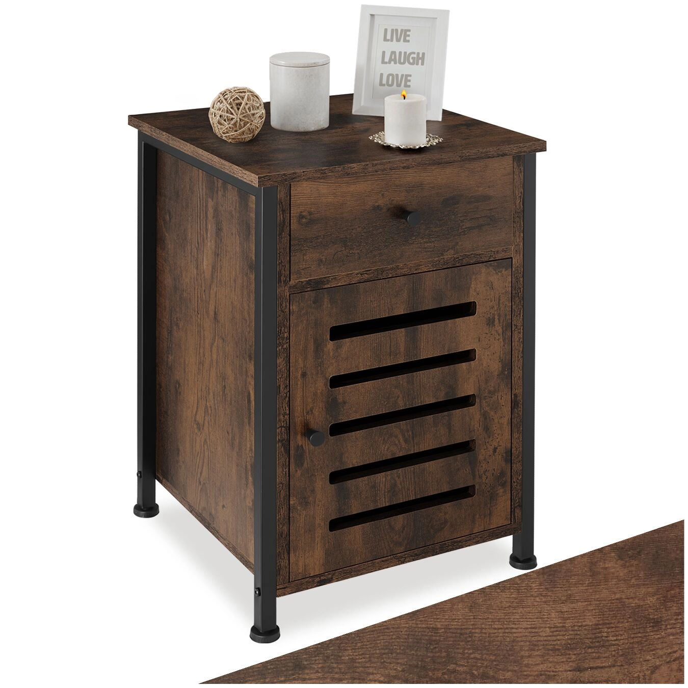 Nachttisch Waterford 40x42x60,5cm - Industrial Holz dunkel, rustikal