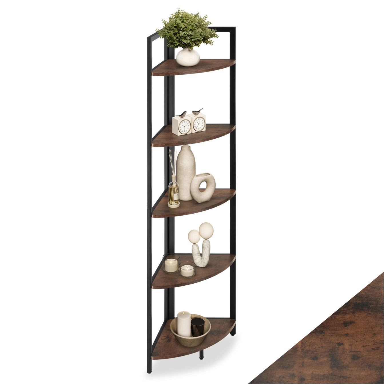 Eckregal Castlebar 30x30x150cm - Industrial Holz dunkel, rustikal