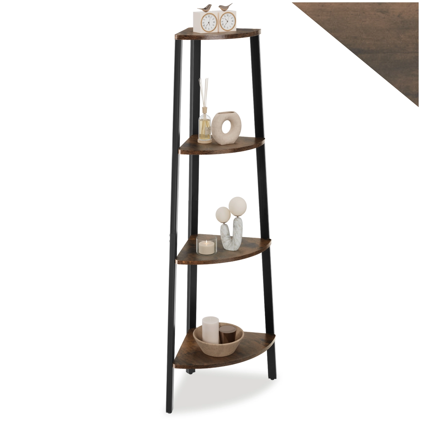 Eckregal Newbridge 34x34x125cm - Industrial Holz dunkel, rustikal