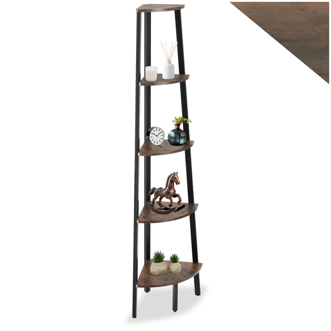 Eckregal Portland 34x34x158,5cm - Industrial Holz dunkel, rustikal
