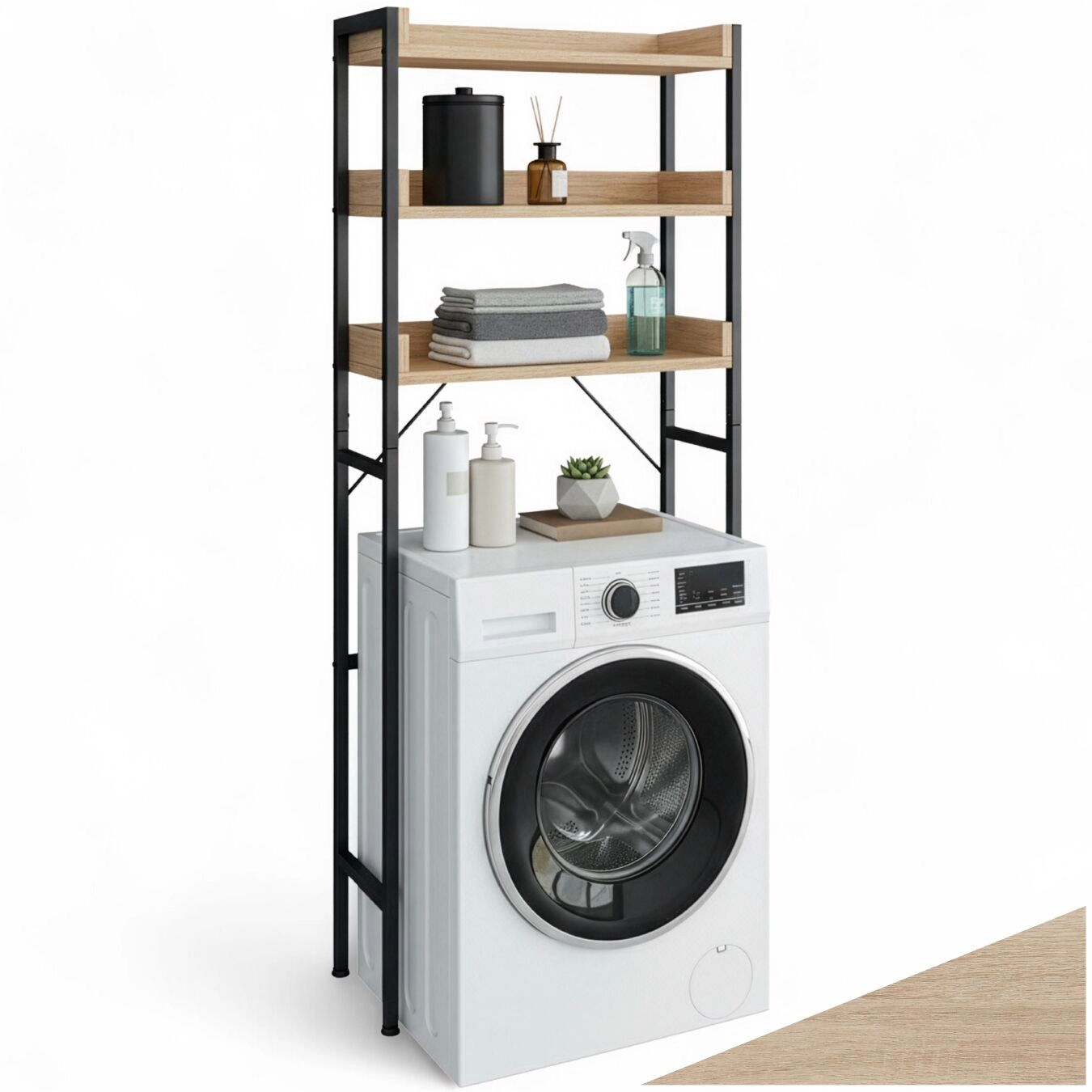 Badezimmerregal Seattle - 25 x 67 x 165,5 cm, Industrial Holz hell, Eiche Sonoma