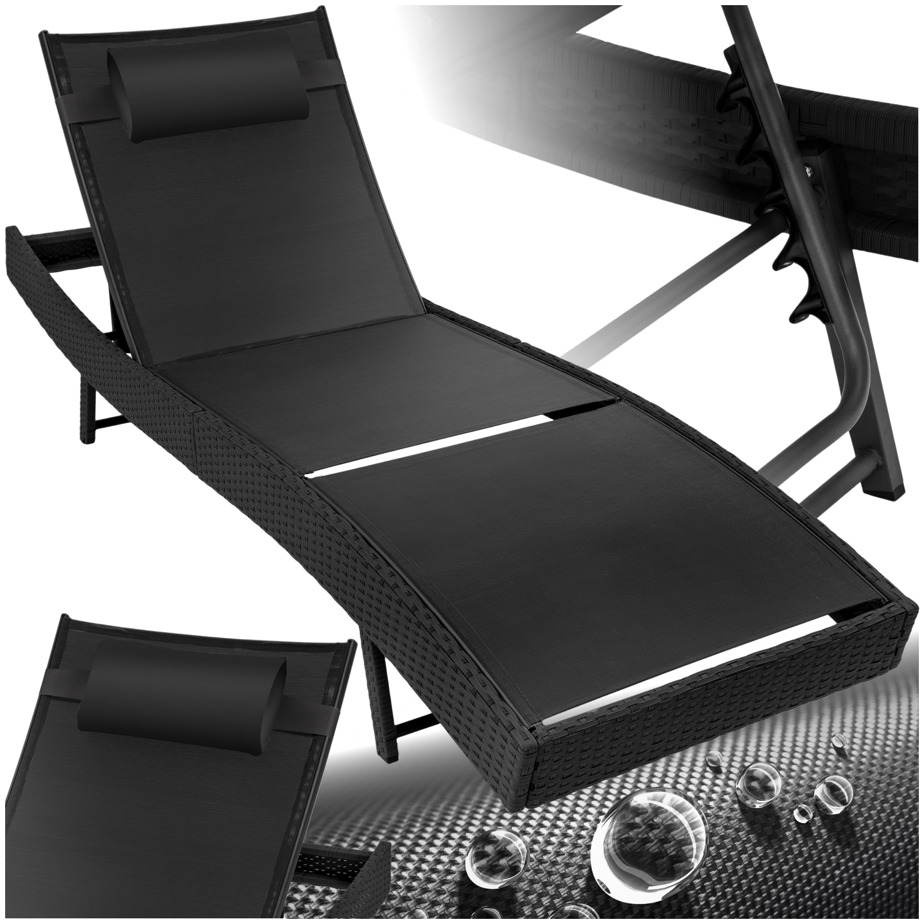 Rattan Sonnenliege Moana - schwarz