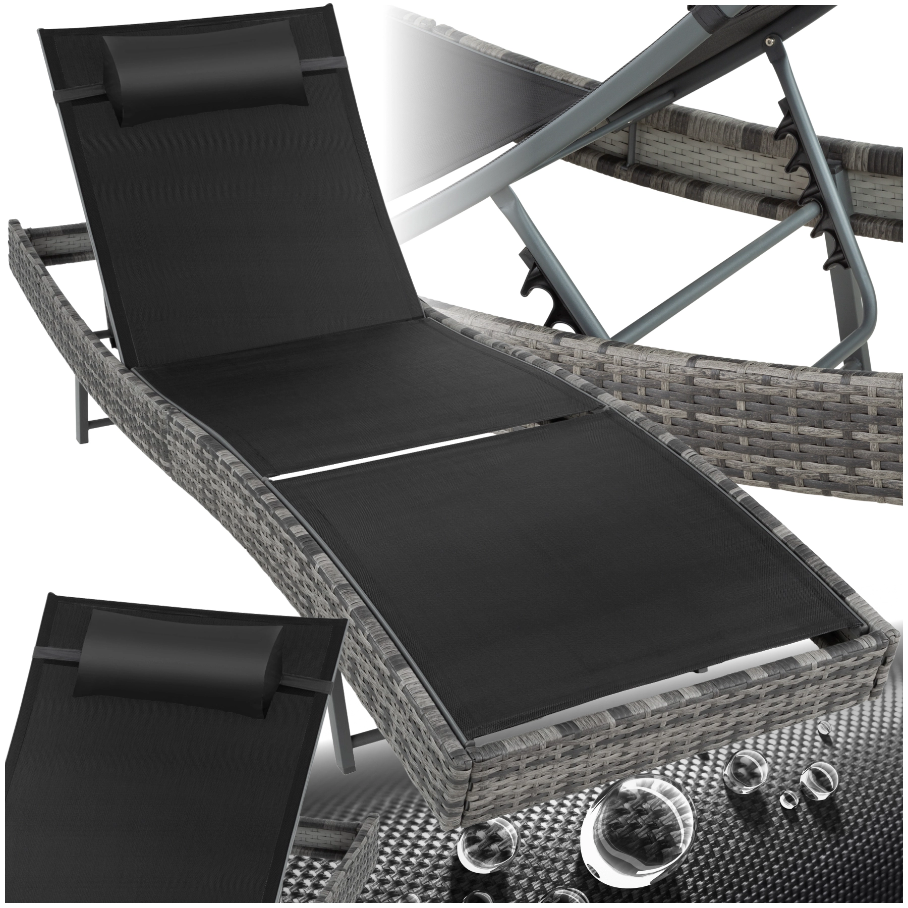 Rattan Sonnenliege Moana - grau-meliert