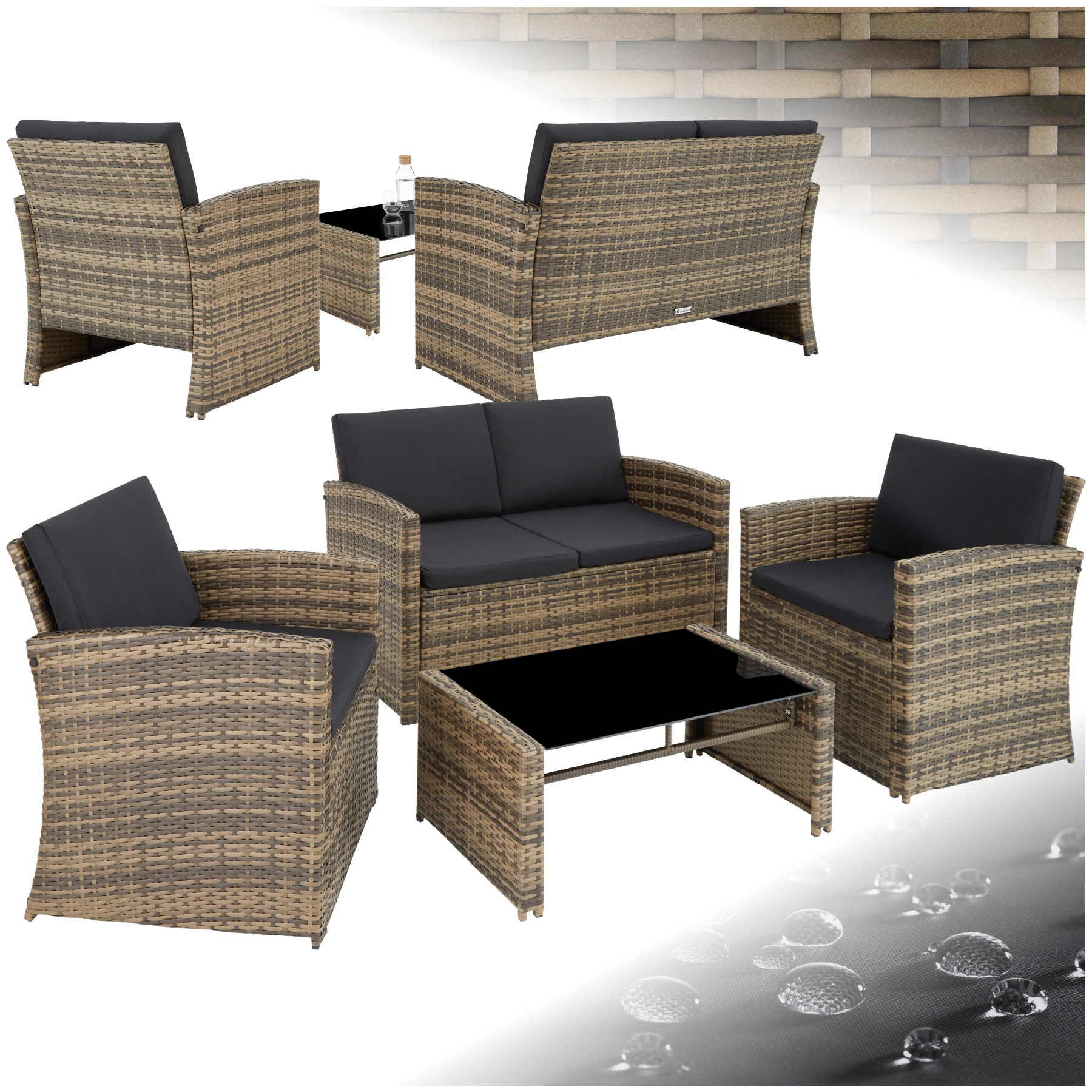 Rattan Lounge Jesolo - natur/dunkelgrau