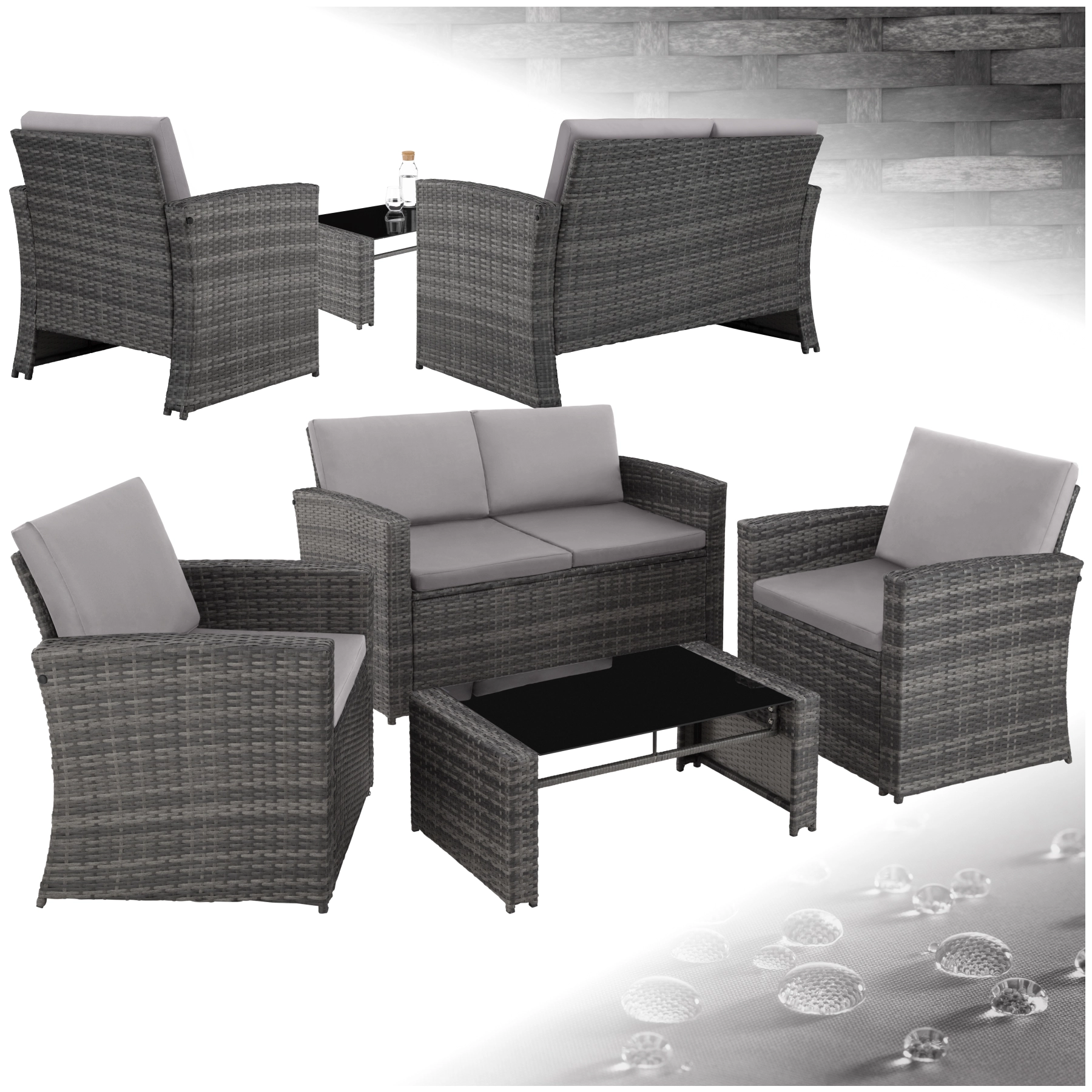 Rattan Lounge Jesolo - grau/hellgrau