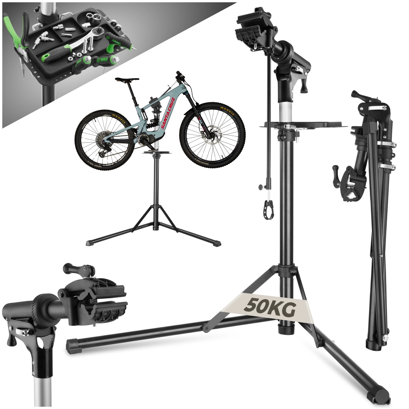 Fahrradmontageständer Jan bis 50kg, E-Bike geeignet - grau/schwarz