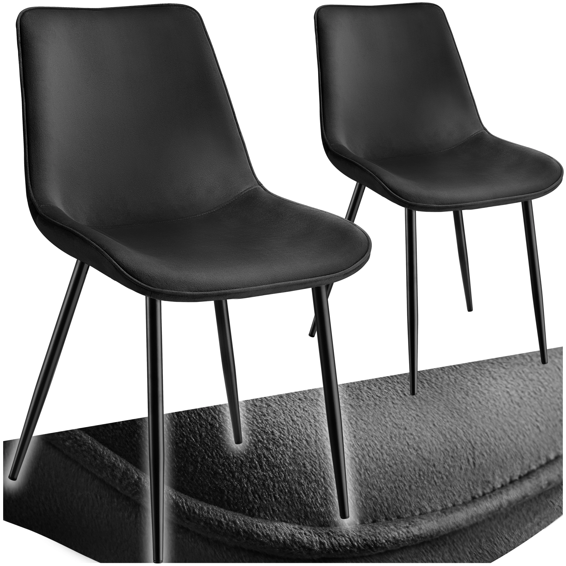 Set Stuhl Monroe Samtoptik - schwarz, 2er Set