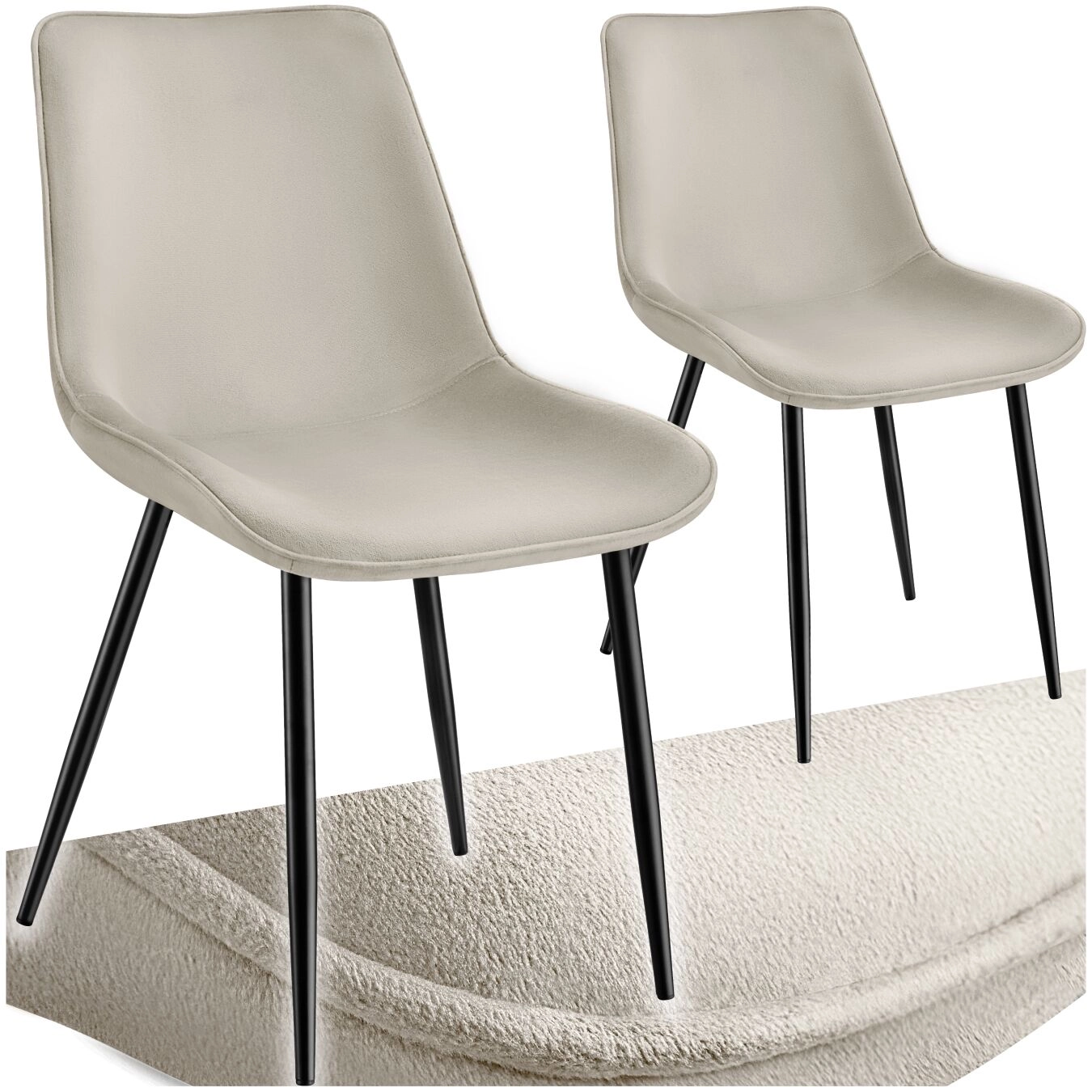 Set Stuhl Monroe Samtoptik - creme, 2er Set