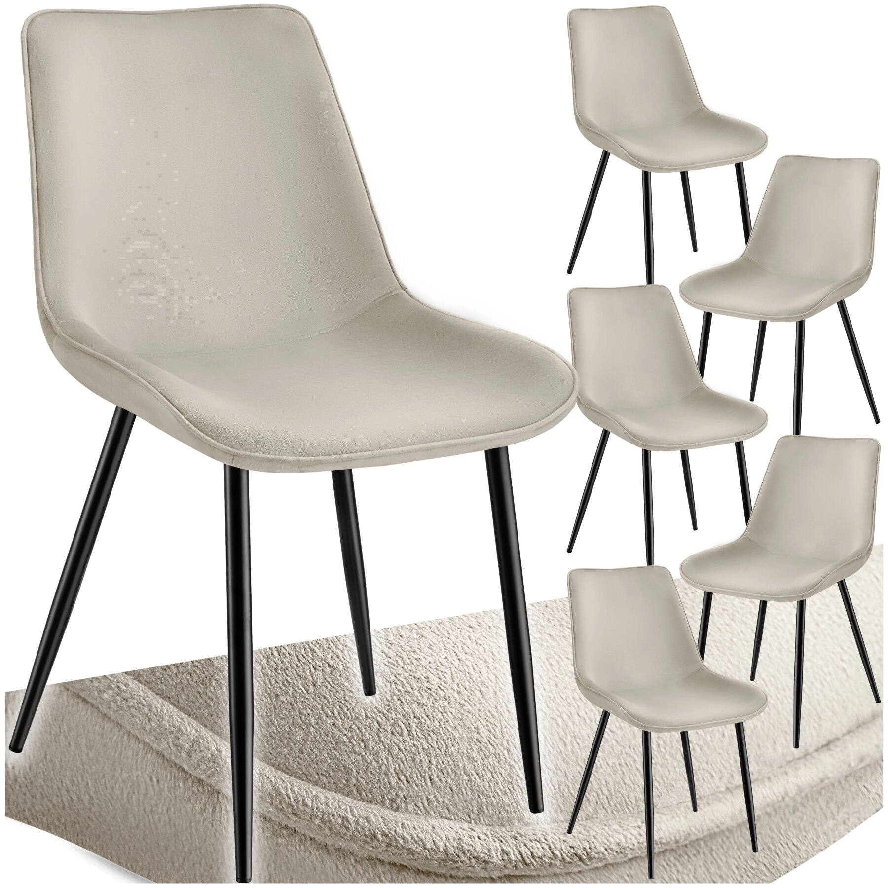 Set Stuhl Monroe Samtoptik - creme, 6er Set