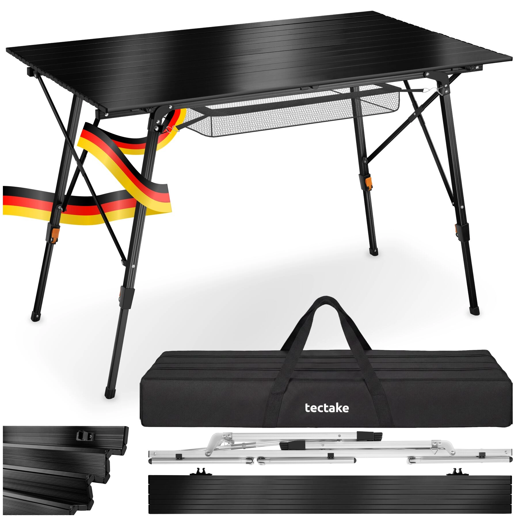 Aluminium Campingtisch Tina faltbar höhenverstellbar - schwarz
