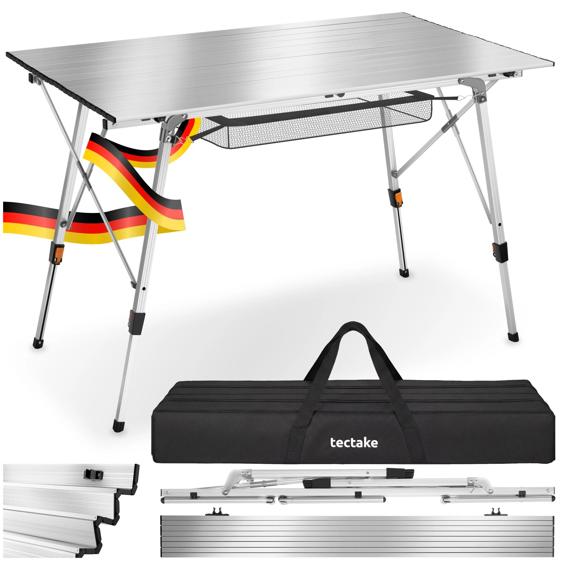 Aluminium Klapptisch Bastian höhenverstellbar - silber