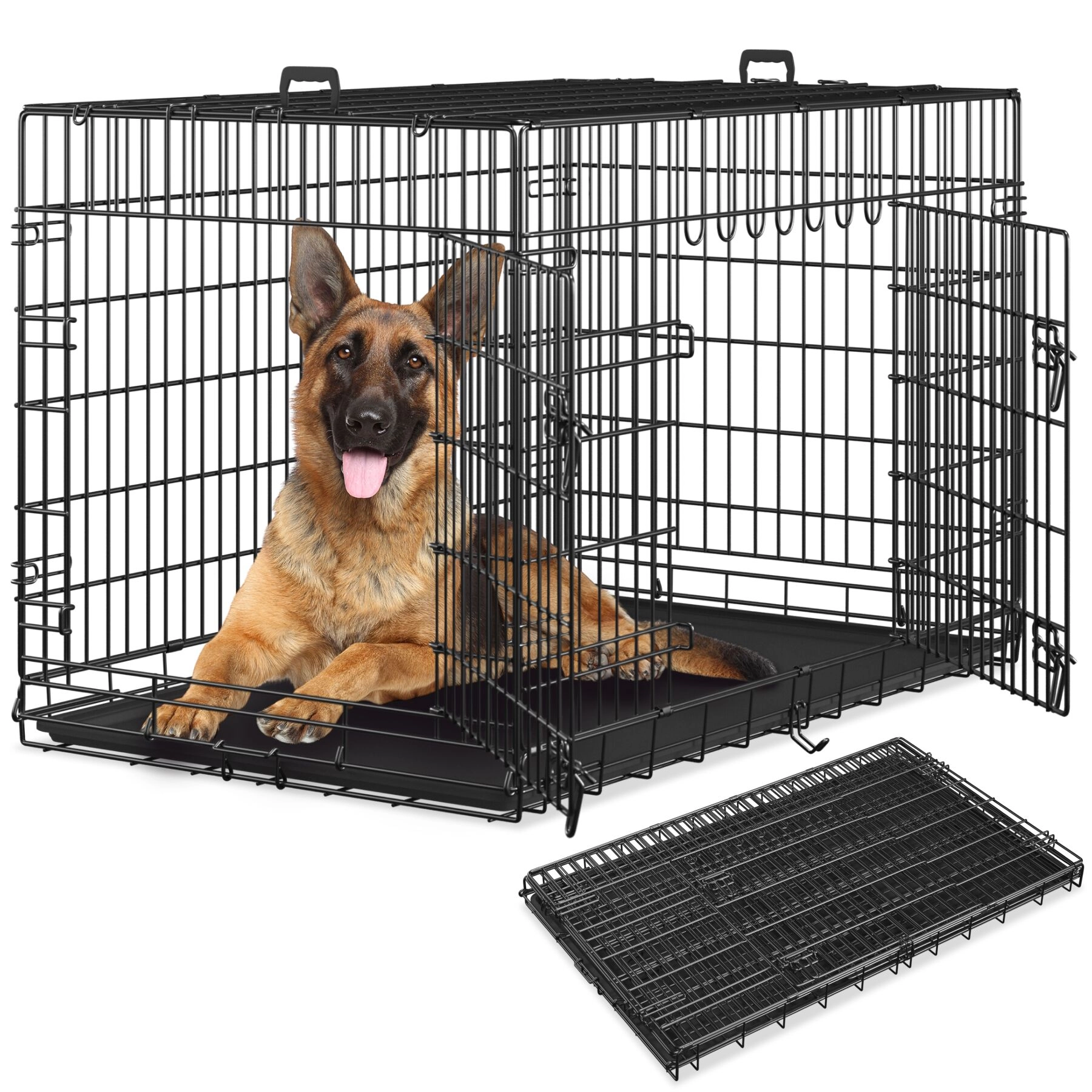 Hundekäfig-Gitterbox Luna, klappbar, mit 2 Türen - 121,5 x 75,5 x 80,5 cm