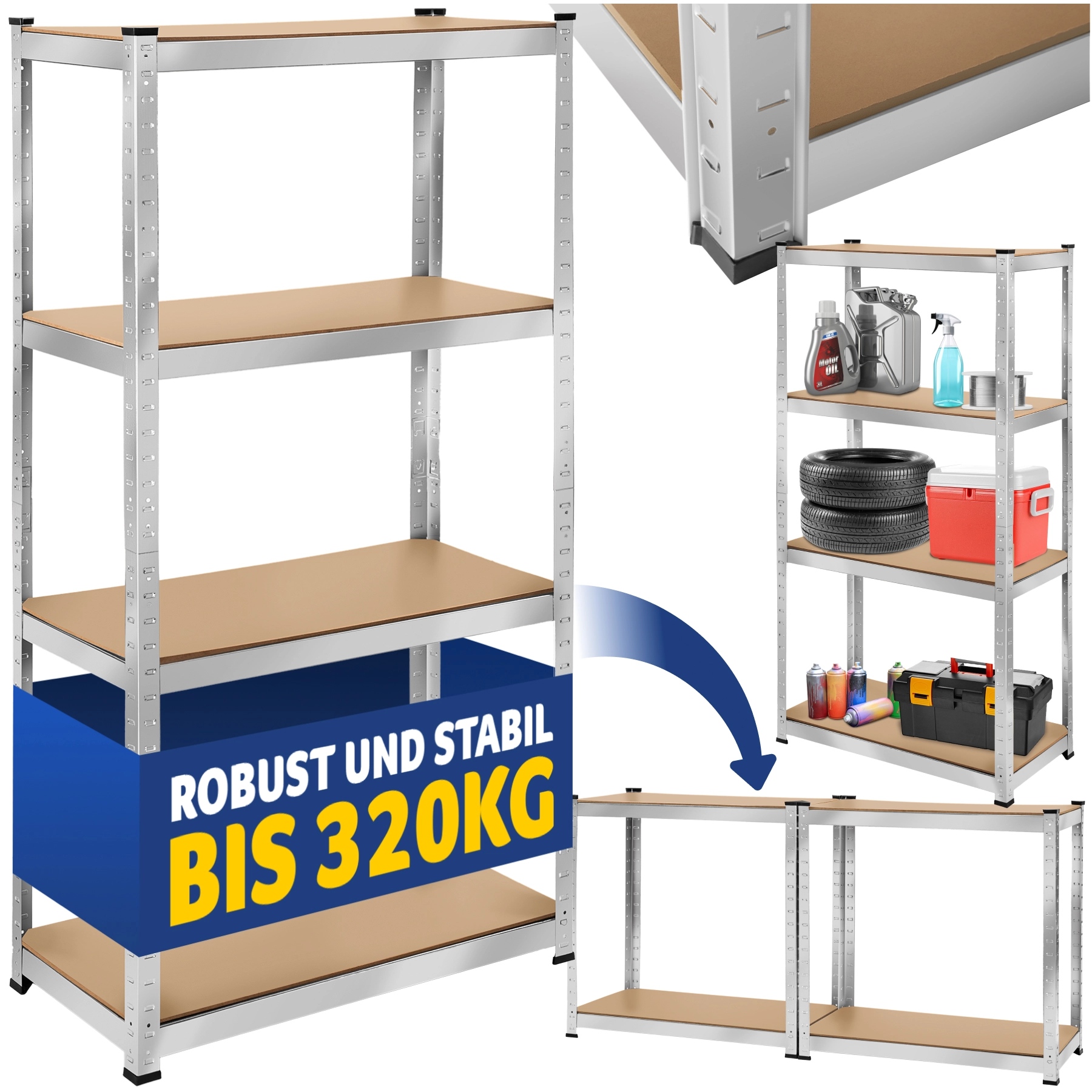 Schwerlastregal - 160 x 80 x 40 cm, 320 kg
