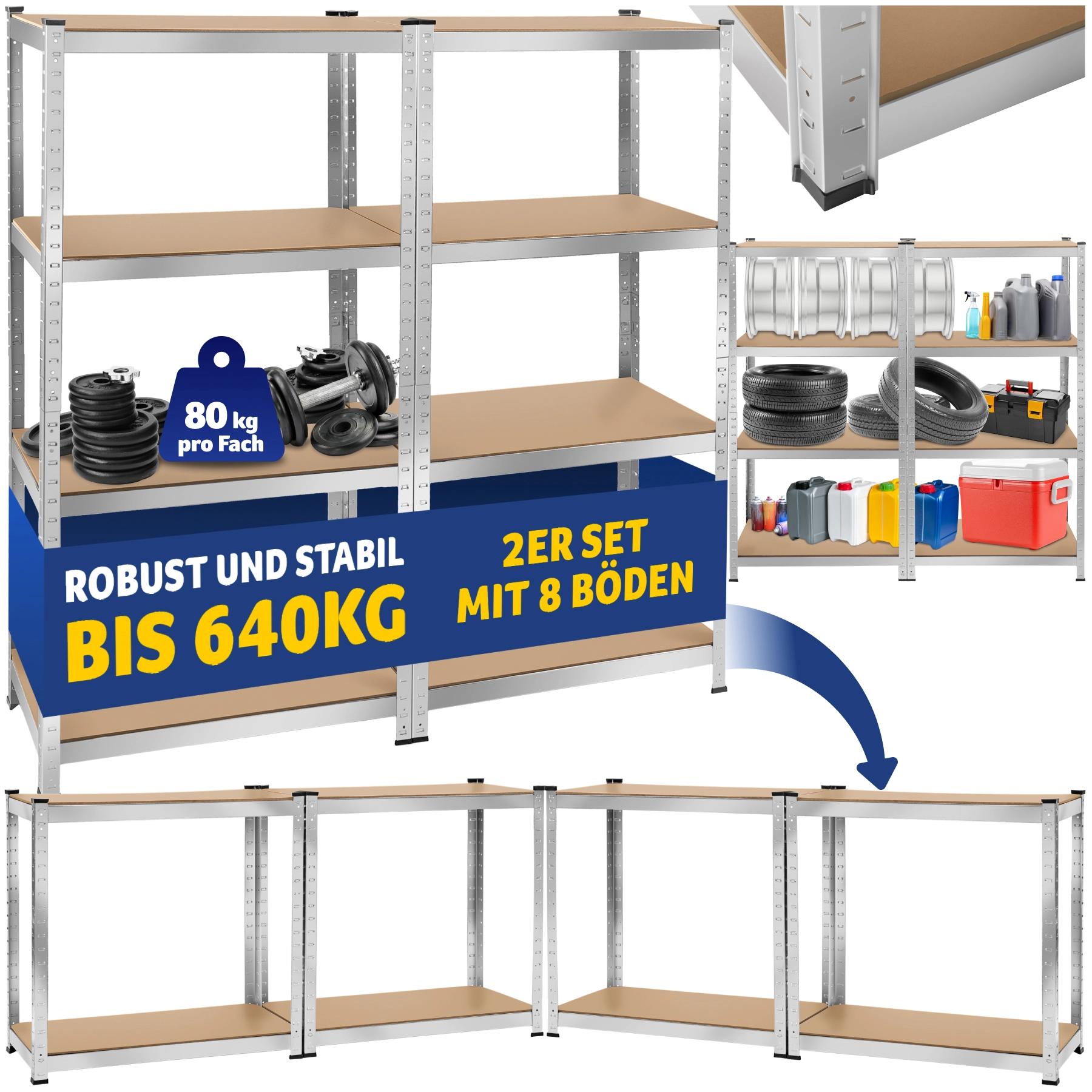 Schwerlastregal - 160 x 160 x 40 cm, 640 kg