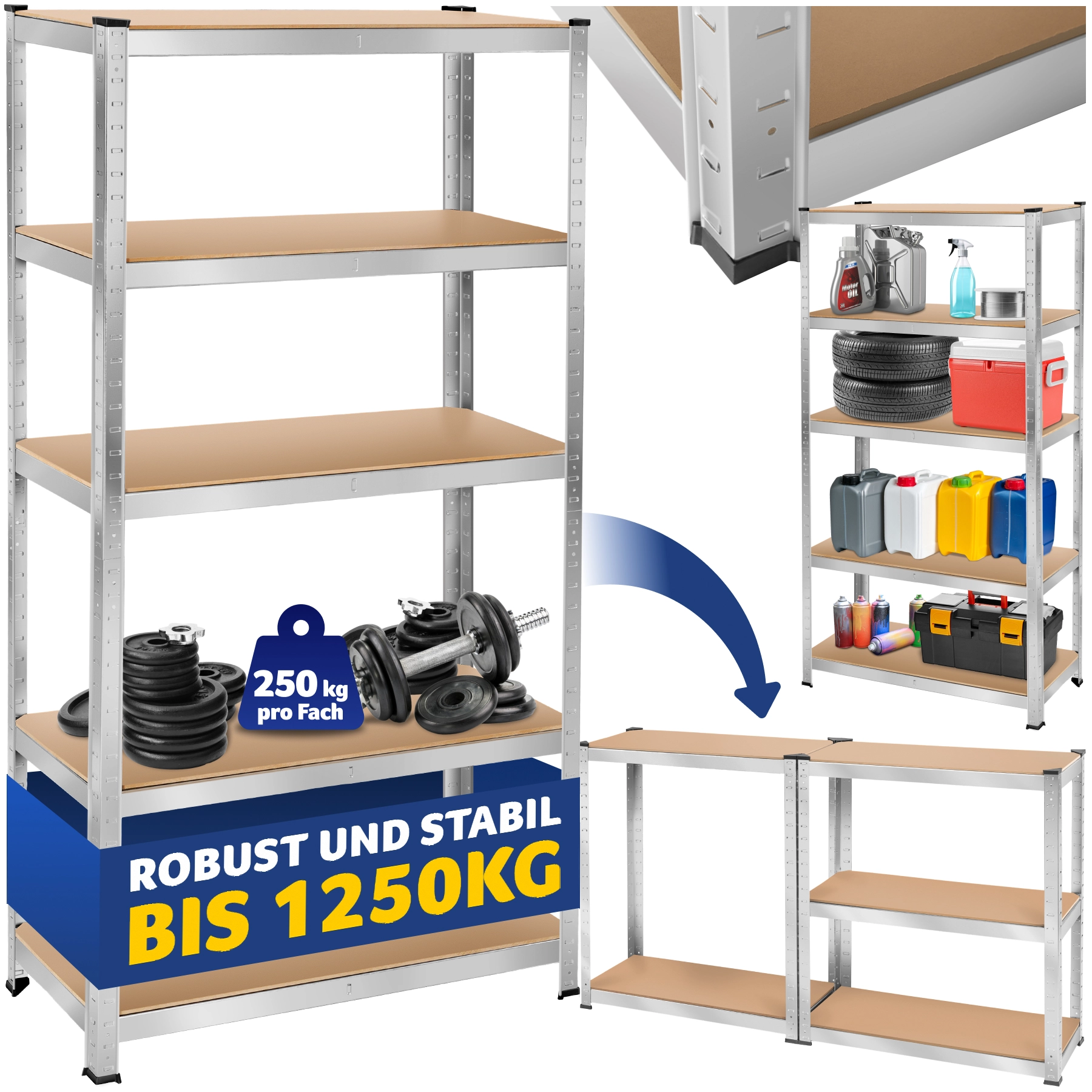 Schwerlastregal - 180 x 90 x 40 cm, 1250 kg