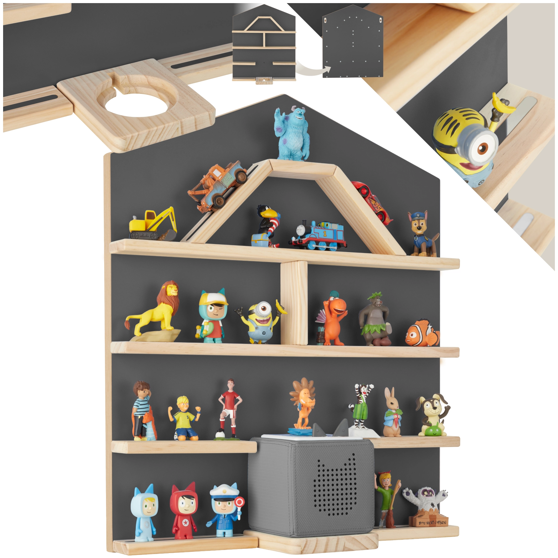 Wandregal MyLittleStory House für bis zu 50 Tonies - anthrazit