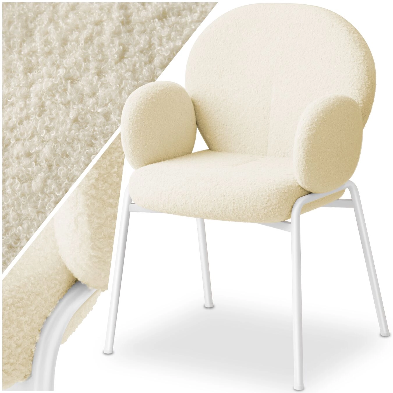 Stuhl Scandi gepolstert, Bouclé-Stoff - creme, pro Stück