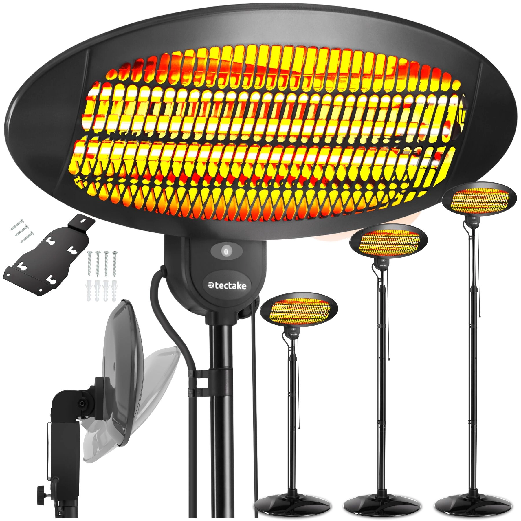 Infrarotheizstrahler Solaris Monolith 2000W höhenverstellbar - schwarz