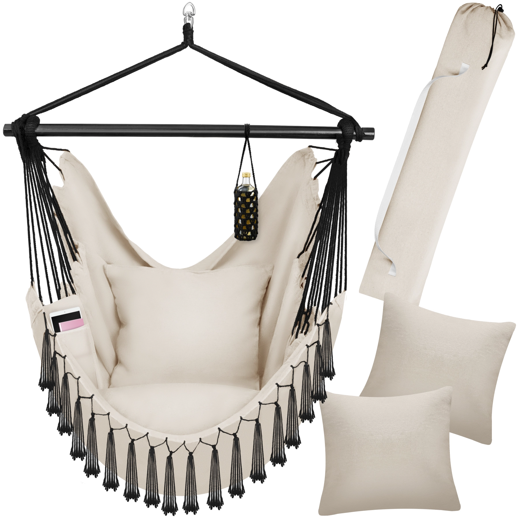 Hängesessel Malika, Boho-Style, Belastbarkeit 150kg - beige