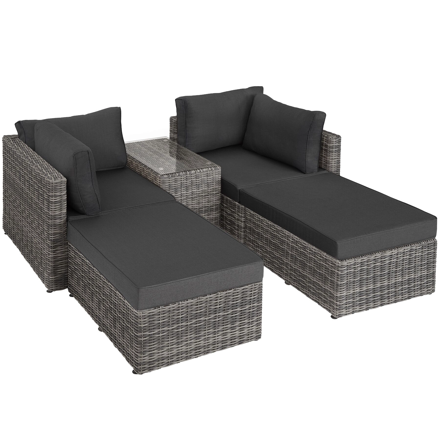 Rattan Lounge mit Aluminiumgestell San Domino - hellgrau/dunkelgrau