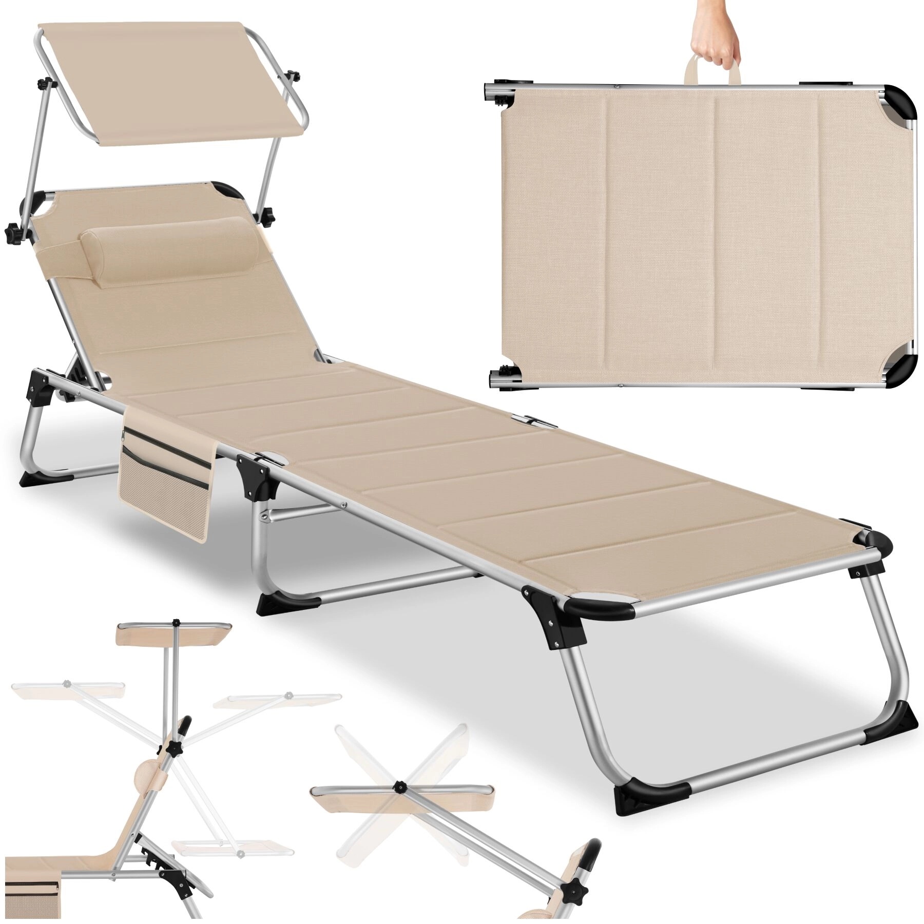 Aluminium Sonnenliege Lorella gepolstert, klappbar - beige
