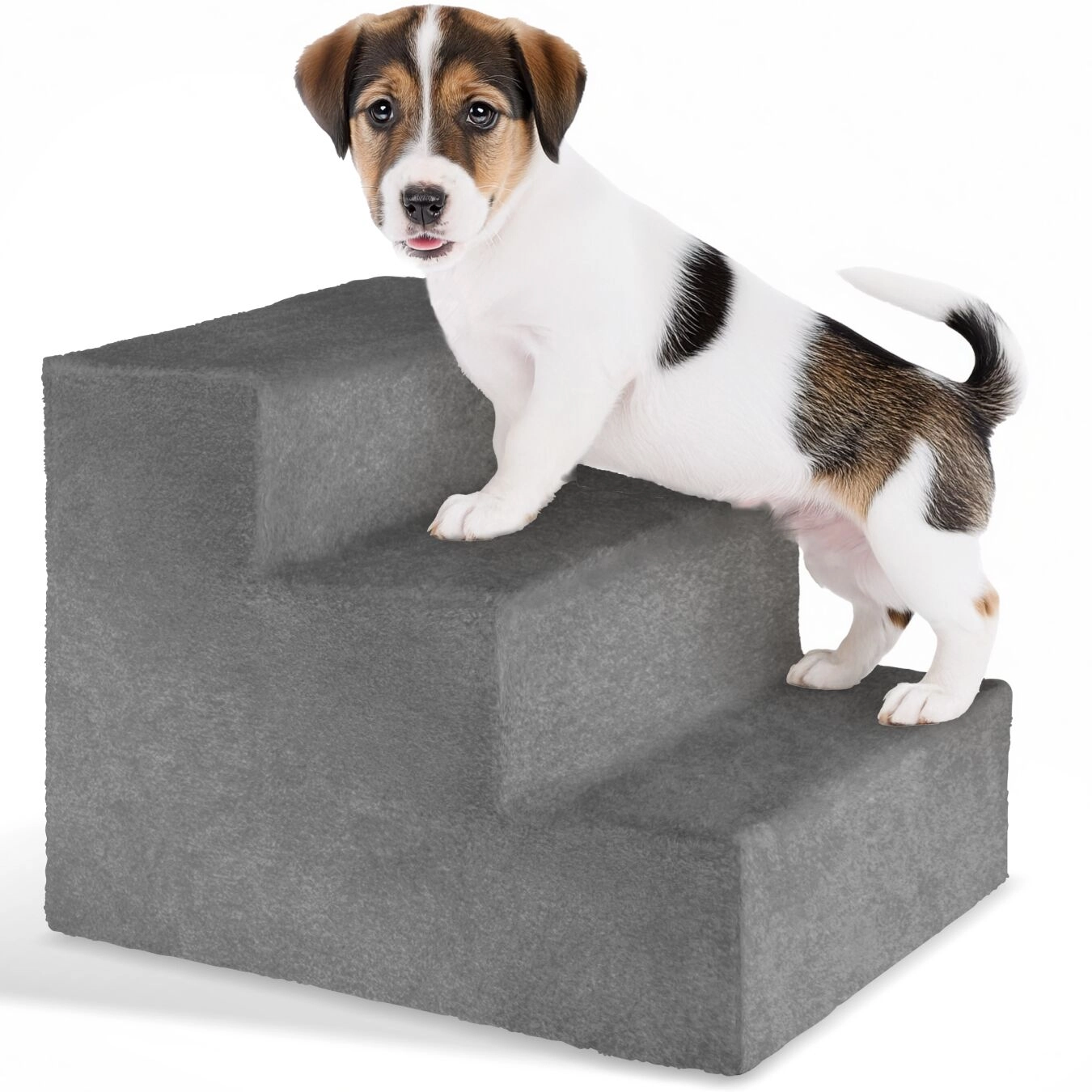 Haustiertreppe Paw Path mit Plüschbezug 37 x 45 x 34,5 cm - grau