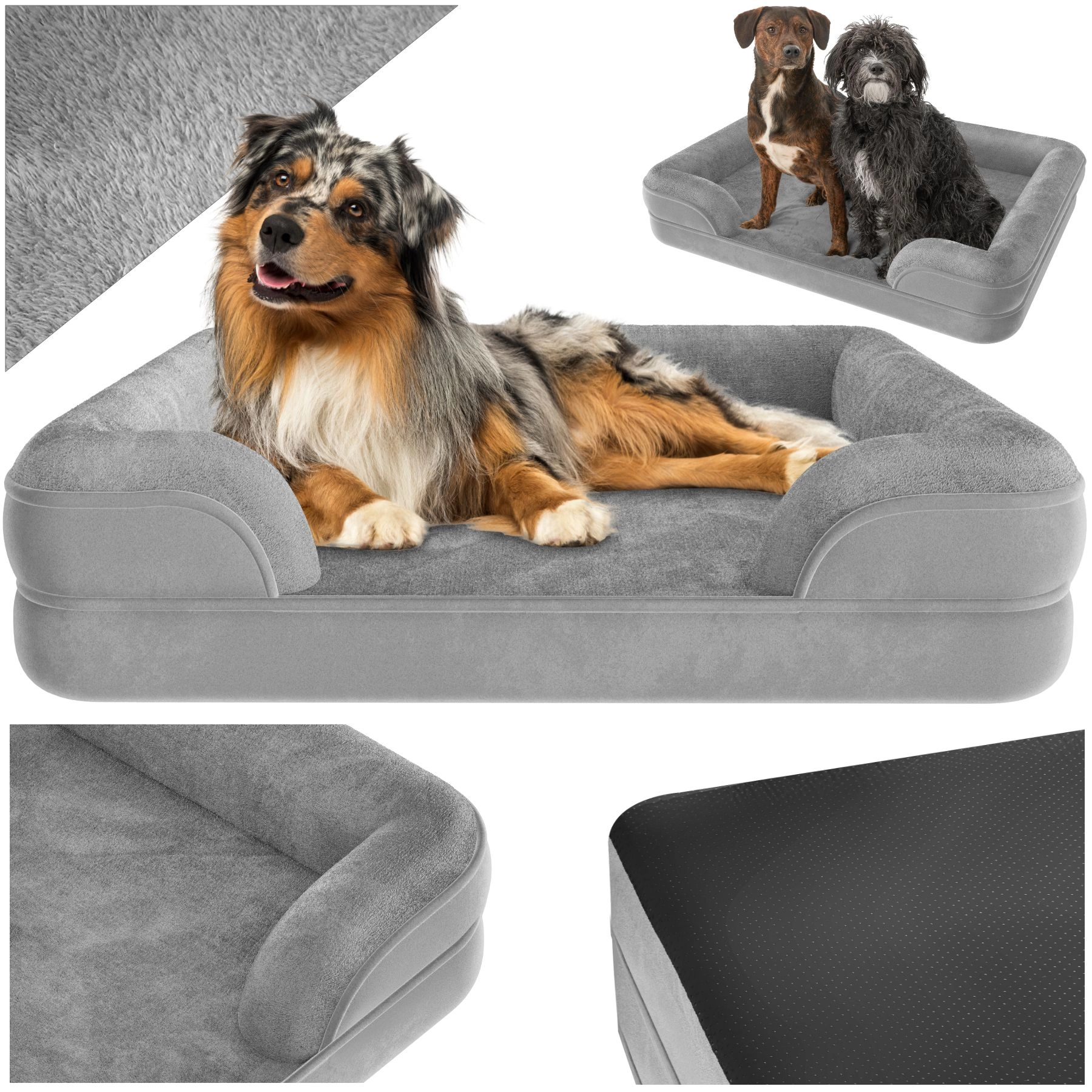 Orthopädisches Hundebett Kimba mit hohem Rand - L (94 x 72 x 18 cm)