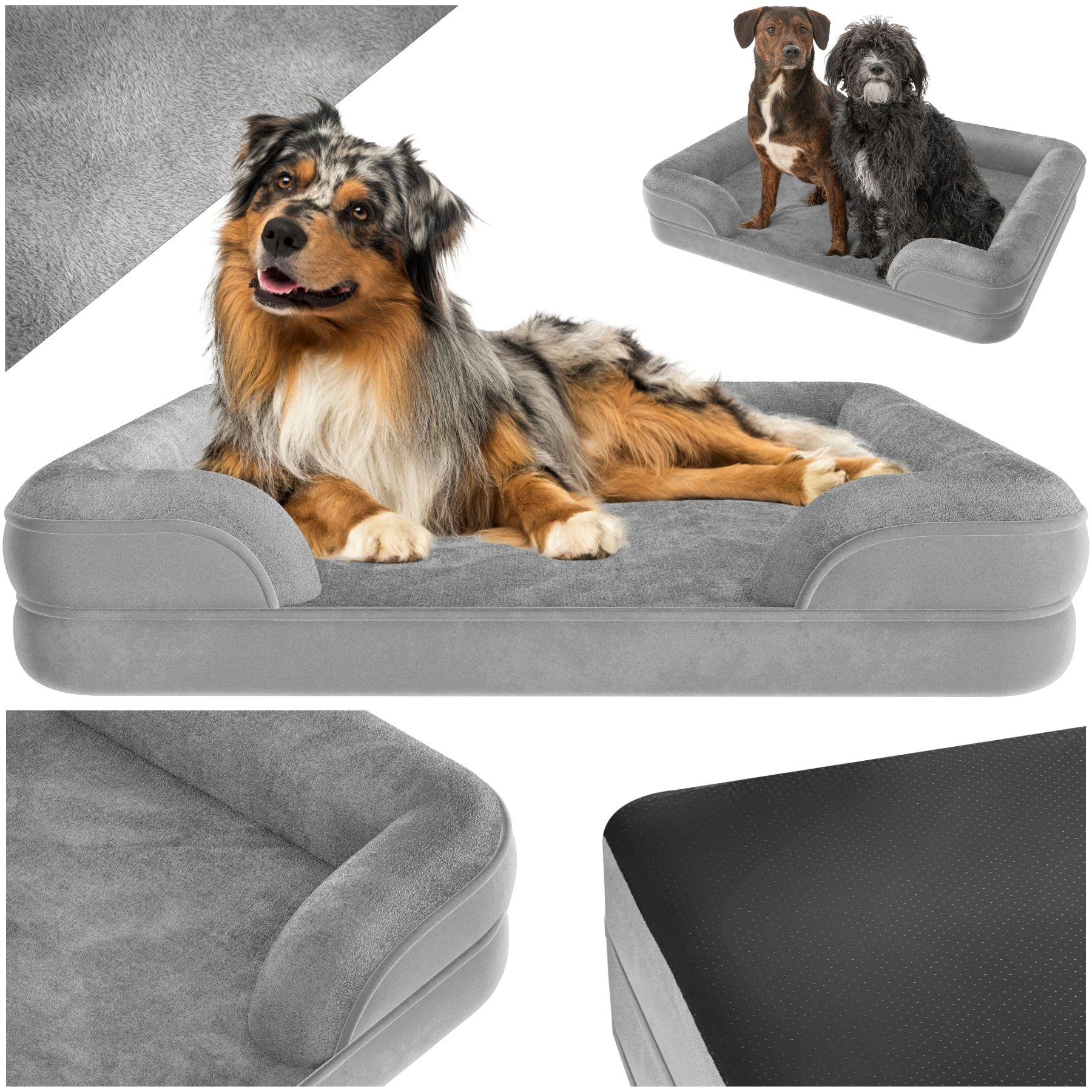 Orthopädisches Hundebett Kimba mit hohem Rand - XL (112 x 85 x 18 cm)