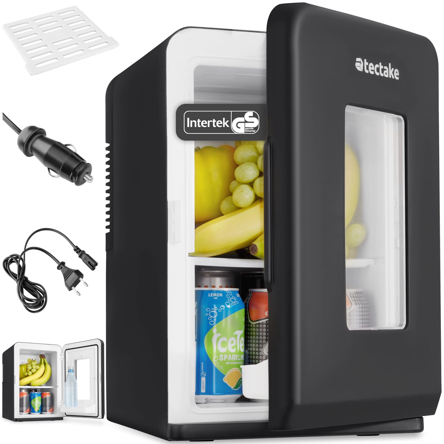 Tragbarer Mini-Kühlschrank mit 2 in 1 Funktion 27x31x41cm - schwarz