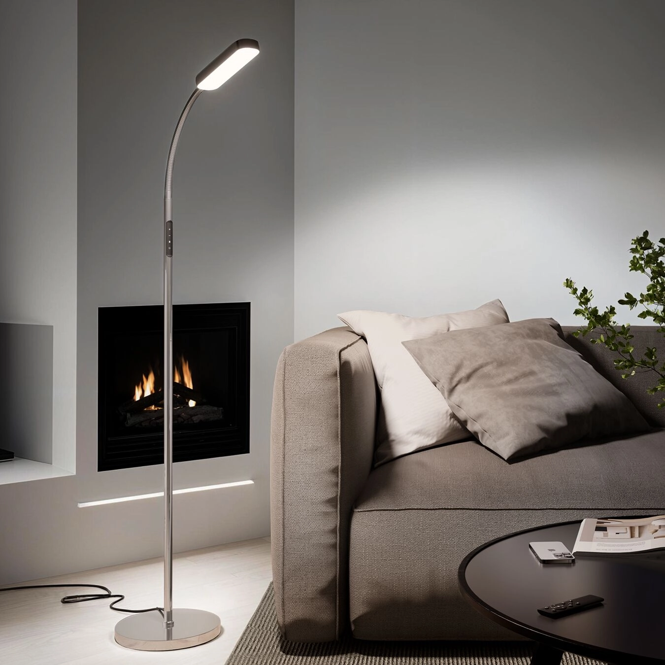 Stehlampe Prisma LED, 5 Lichtmodi, 12 W, dimmbar - silber