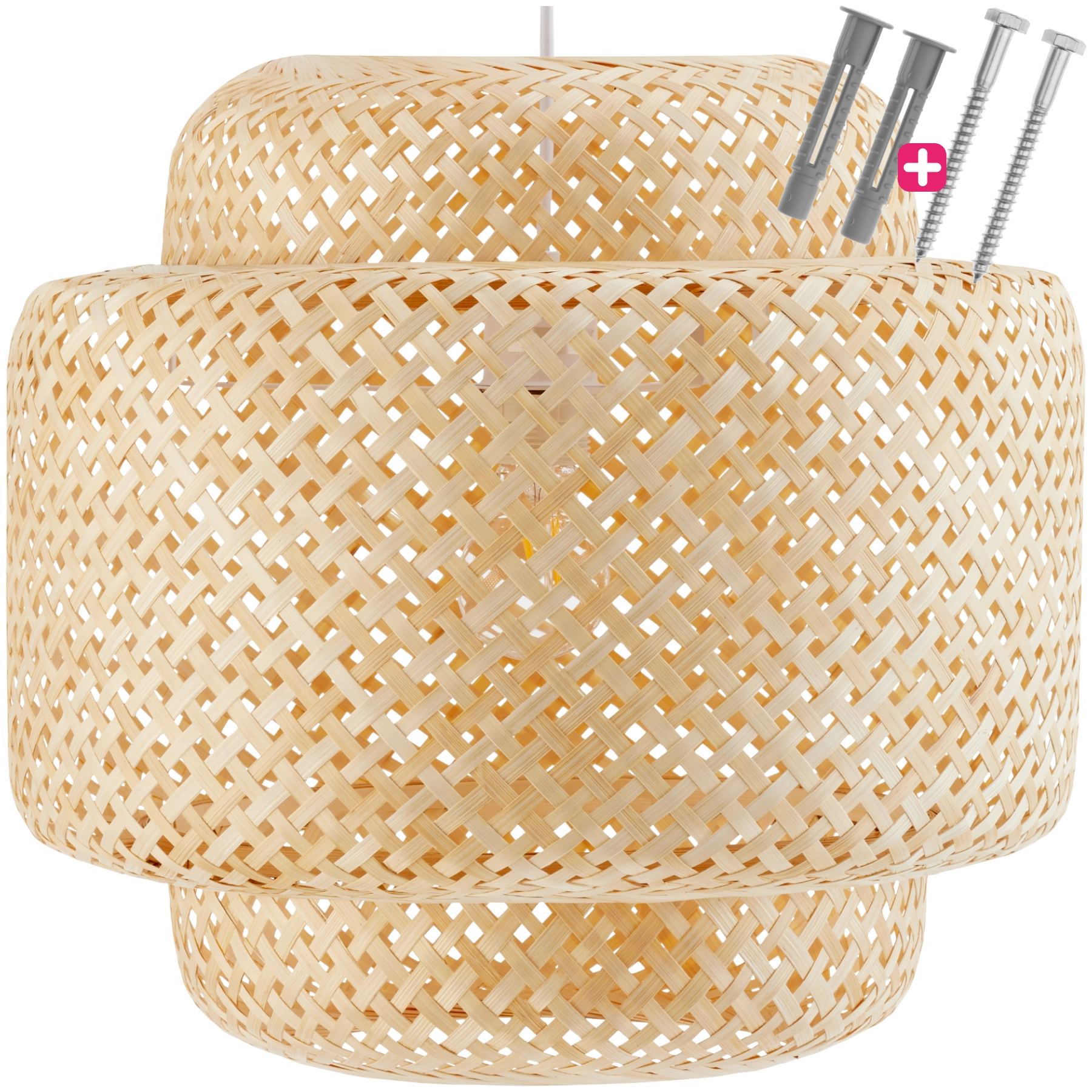 Deckenleuchte Lignea Lux aus Bambus, im Boho-Stil, 40W - braun