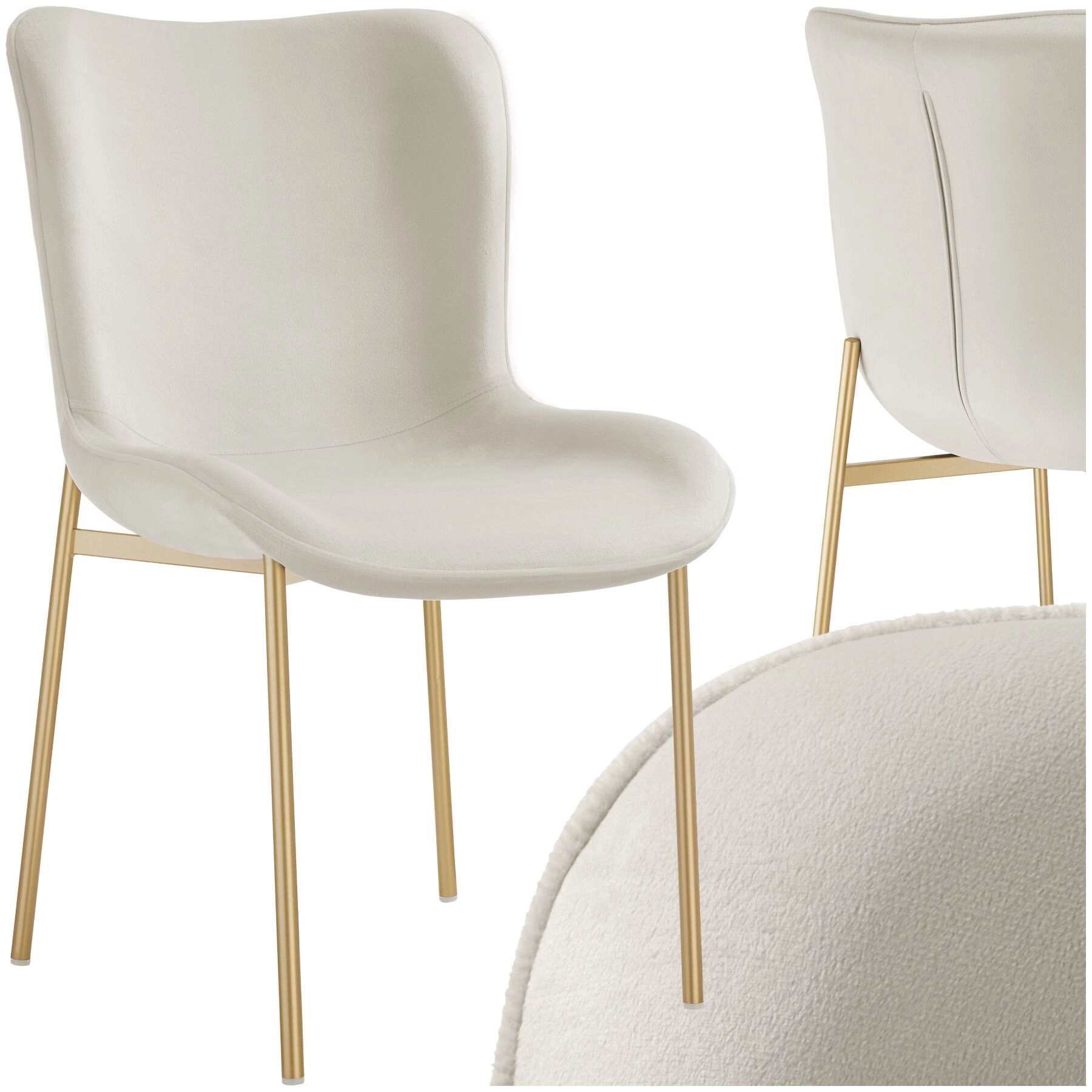 Polsterstuhl Tessa - Samtoptik beige/gold, pro Stück