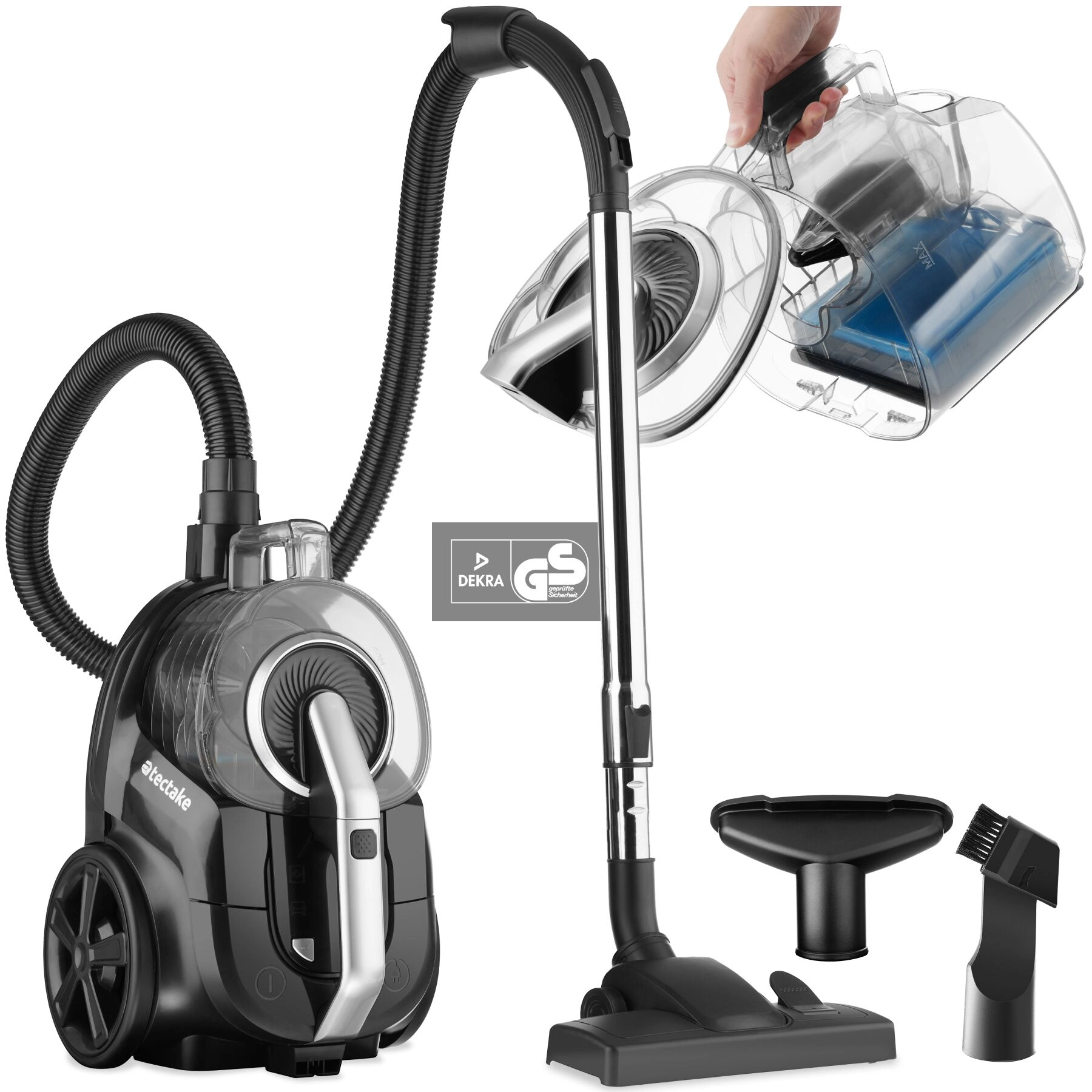 Staubsauger VC900, 900 W, beutellos, Hartboden und Teppich - schwarz/grau