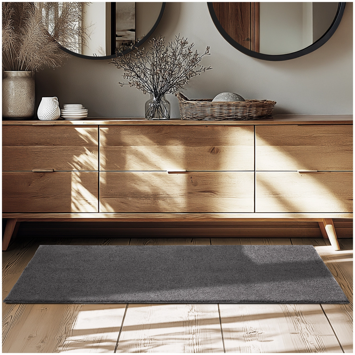 Kurzflorteppich Soft Zone - 80 x 150 cm, anthrazit