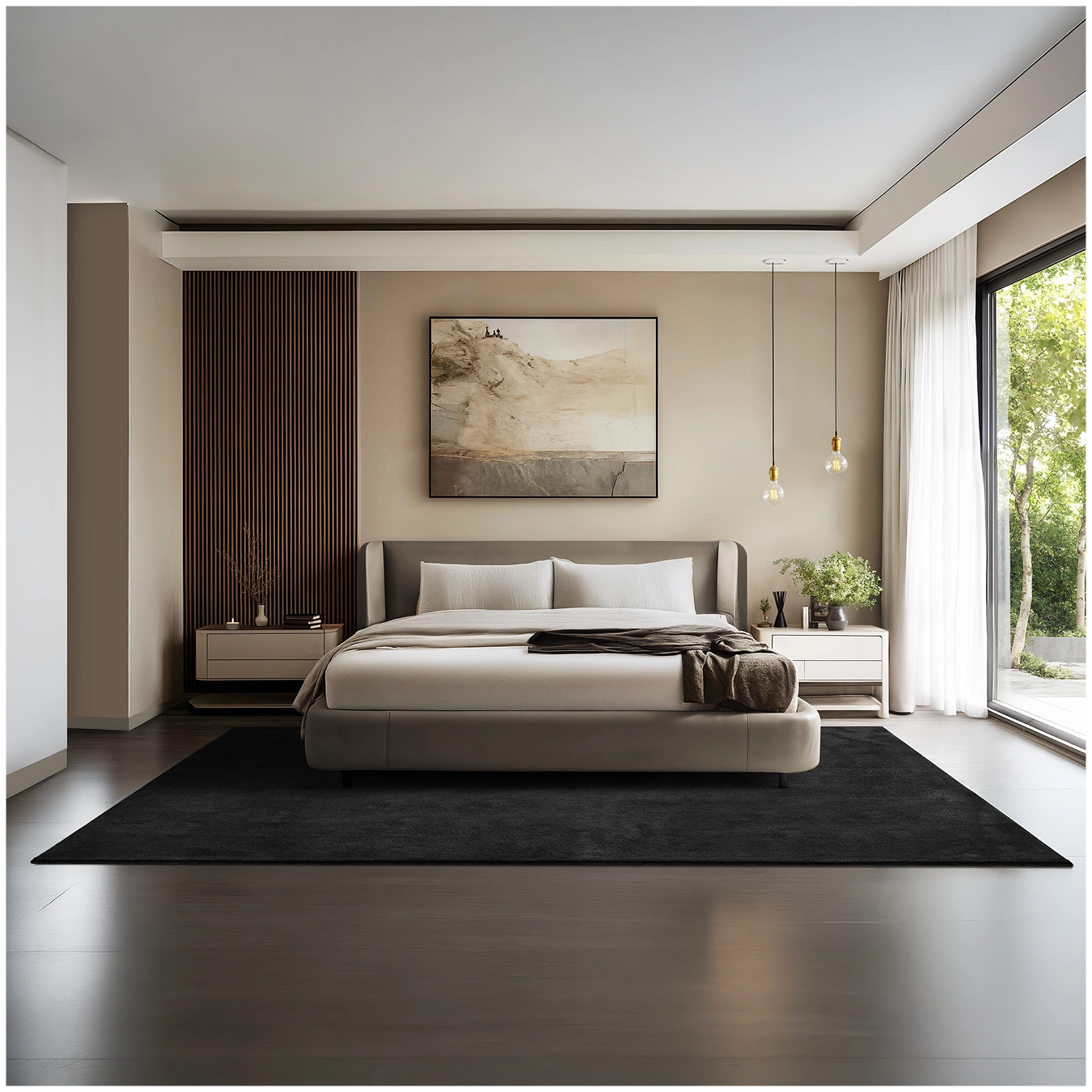 Kurzflorteppich Soft Zone - 200 x 290 cm, schwarz