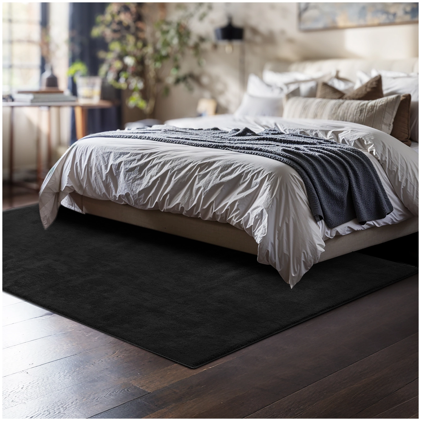 Kurzflorteppich Soft Zone - 120 x 170 cm, schwarz