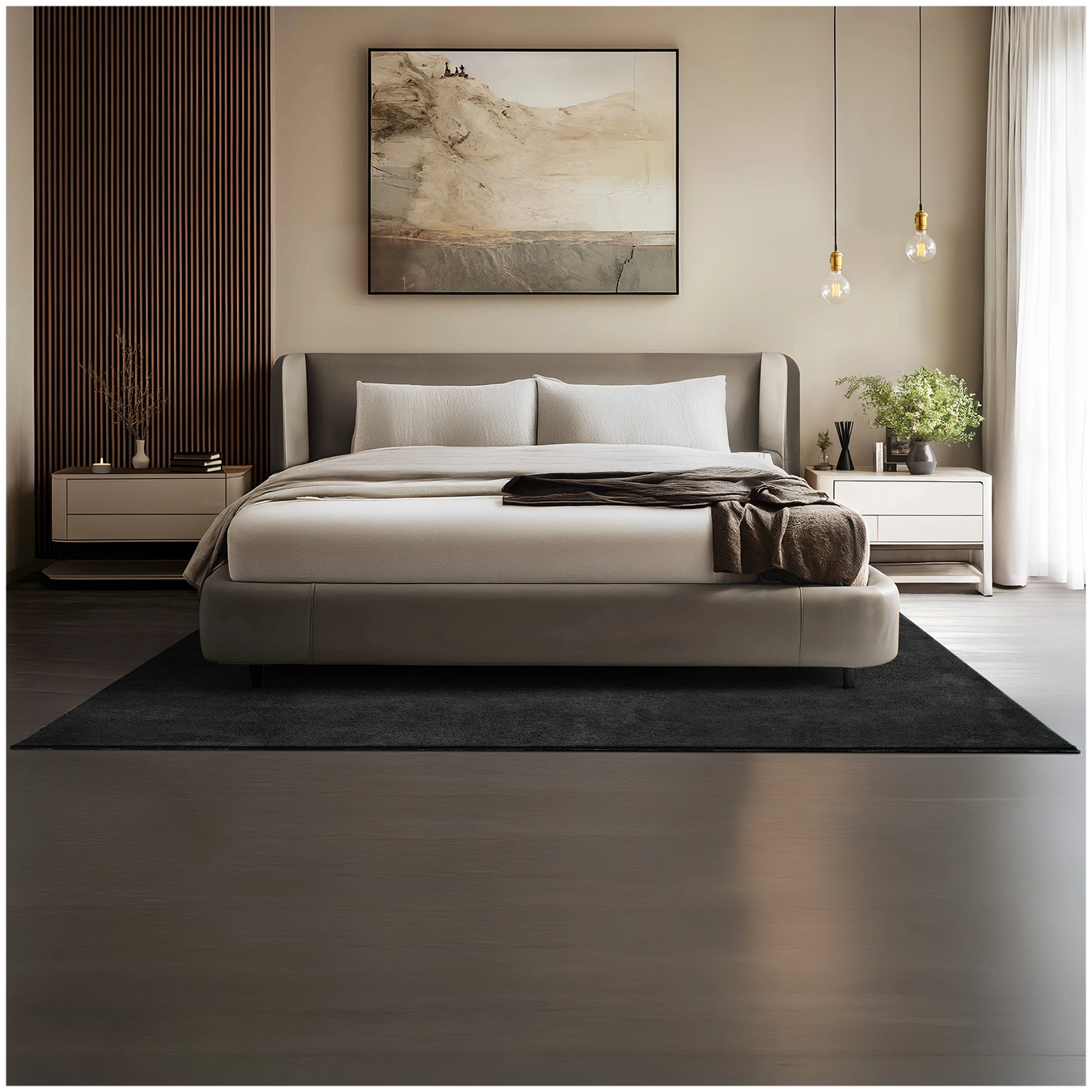 Kurzflorteppich Soft Zone - 160 x 230 cm, schwarz