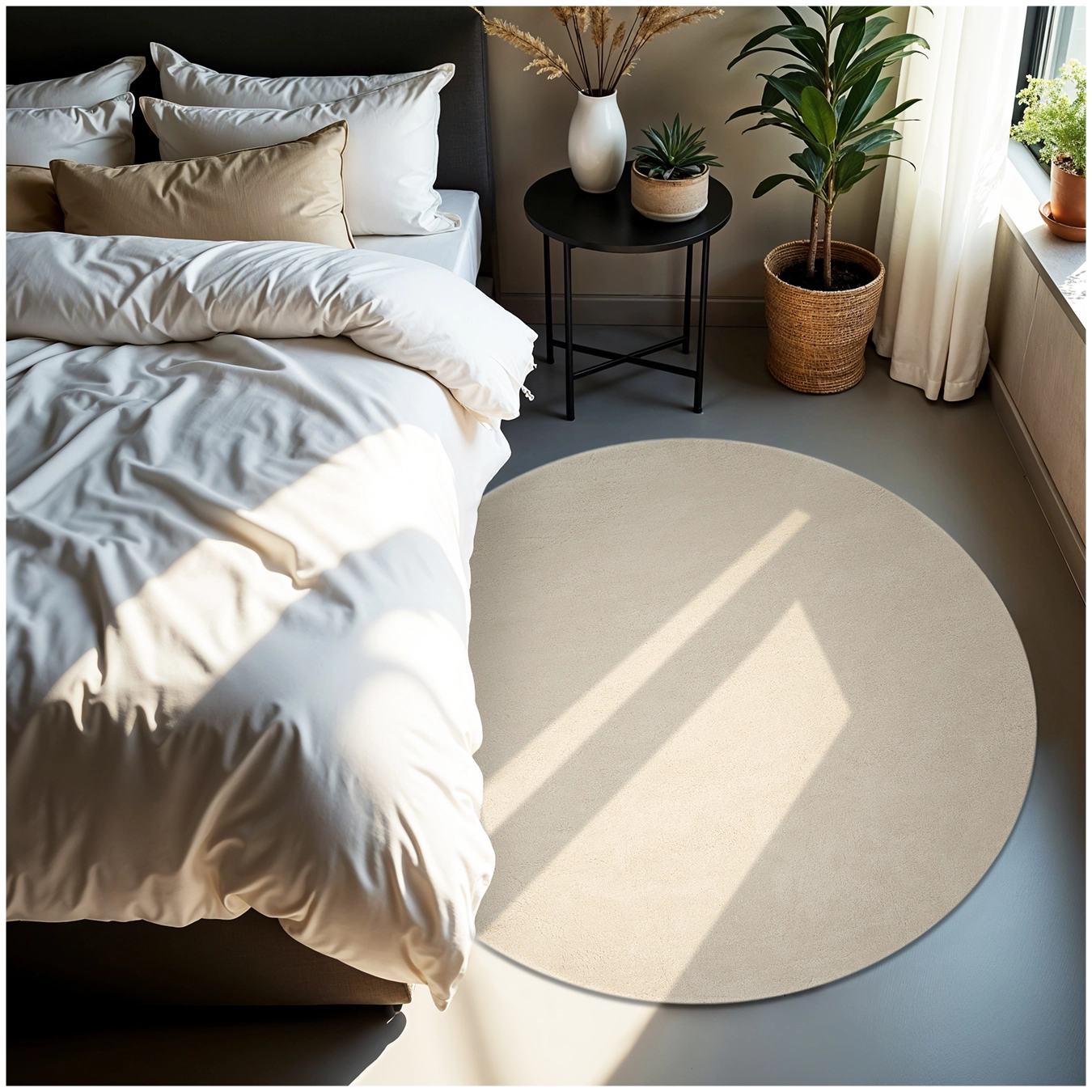 Kurzflorteppich Soft Zone - Ø 120 cm, beige