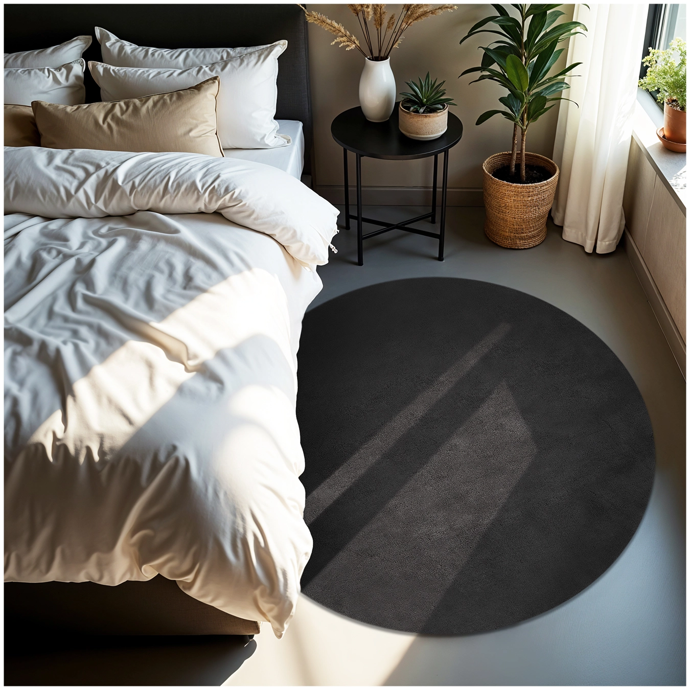 Kurzflorteppich Soft Zone - Ø 120 cm, anthrazit