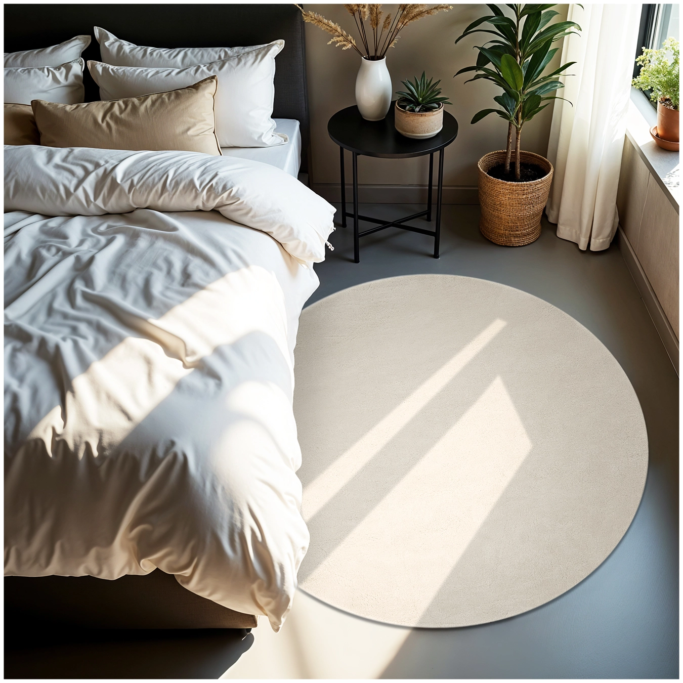 Kurzflorteppich Soft Zone - Ø 120 cm, creme