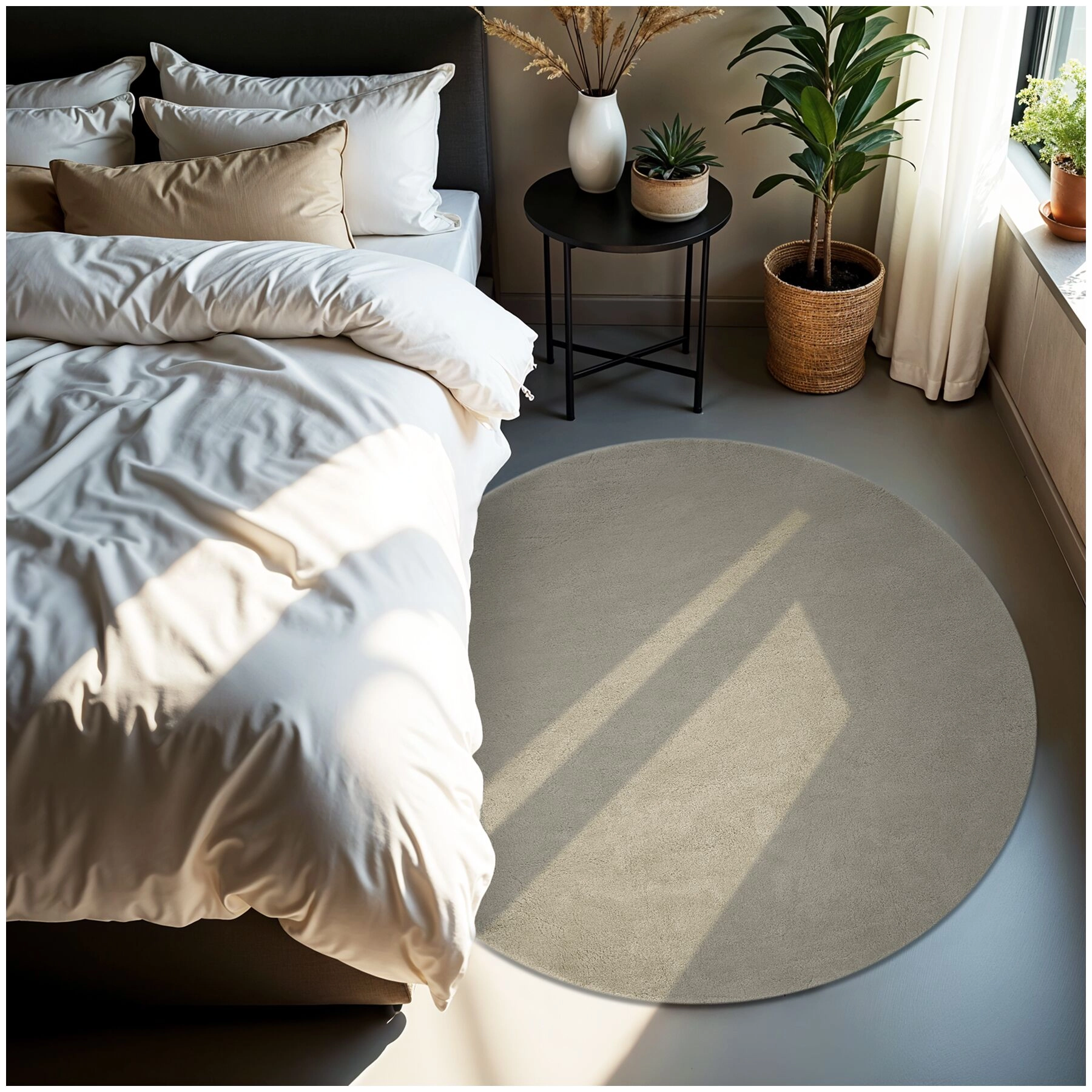 Kurzflorteppich Soft Zone - Ø 120 cm, Sand
